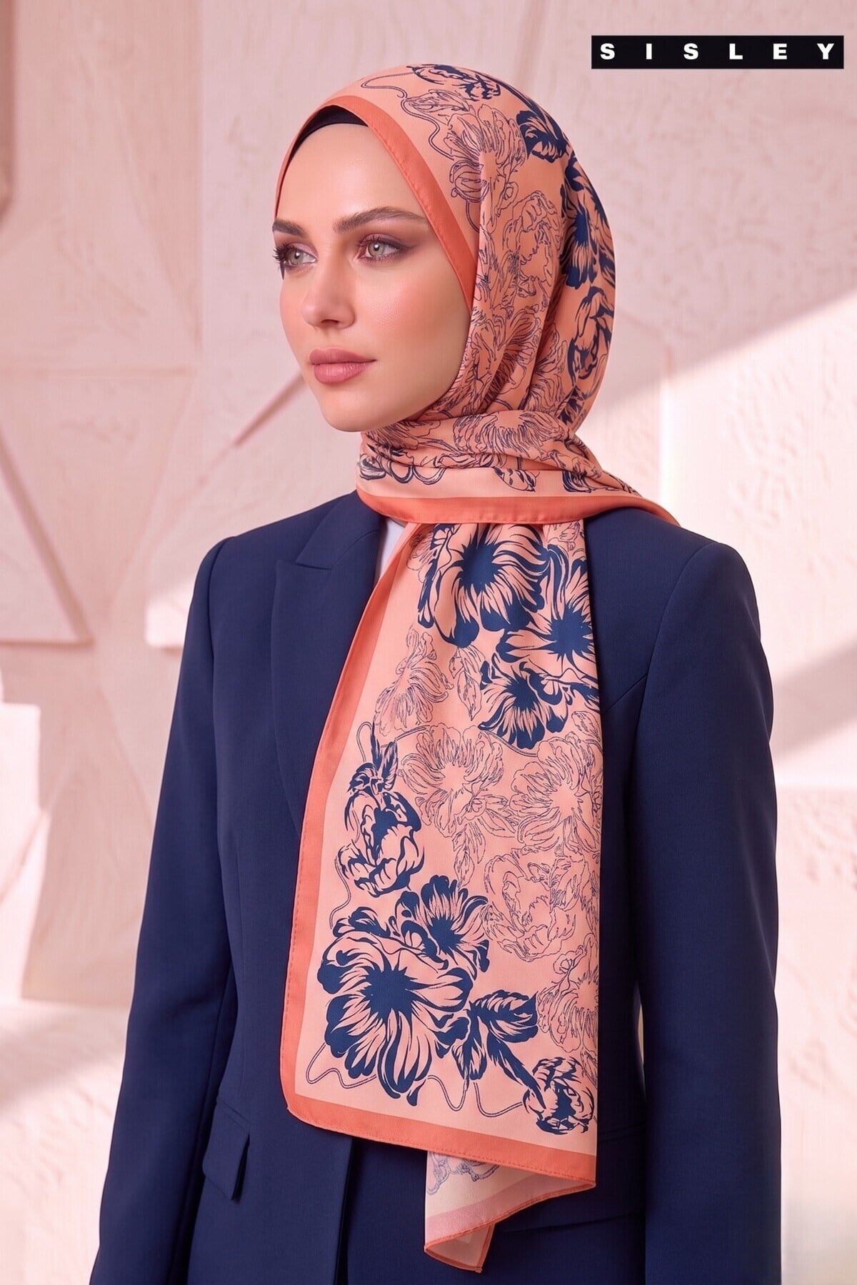Sisley Esila Desenli Şal S-S-2013 Somon
