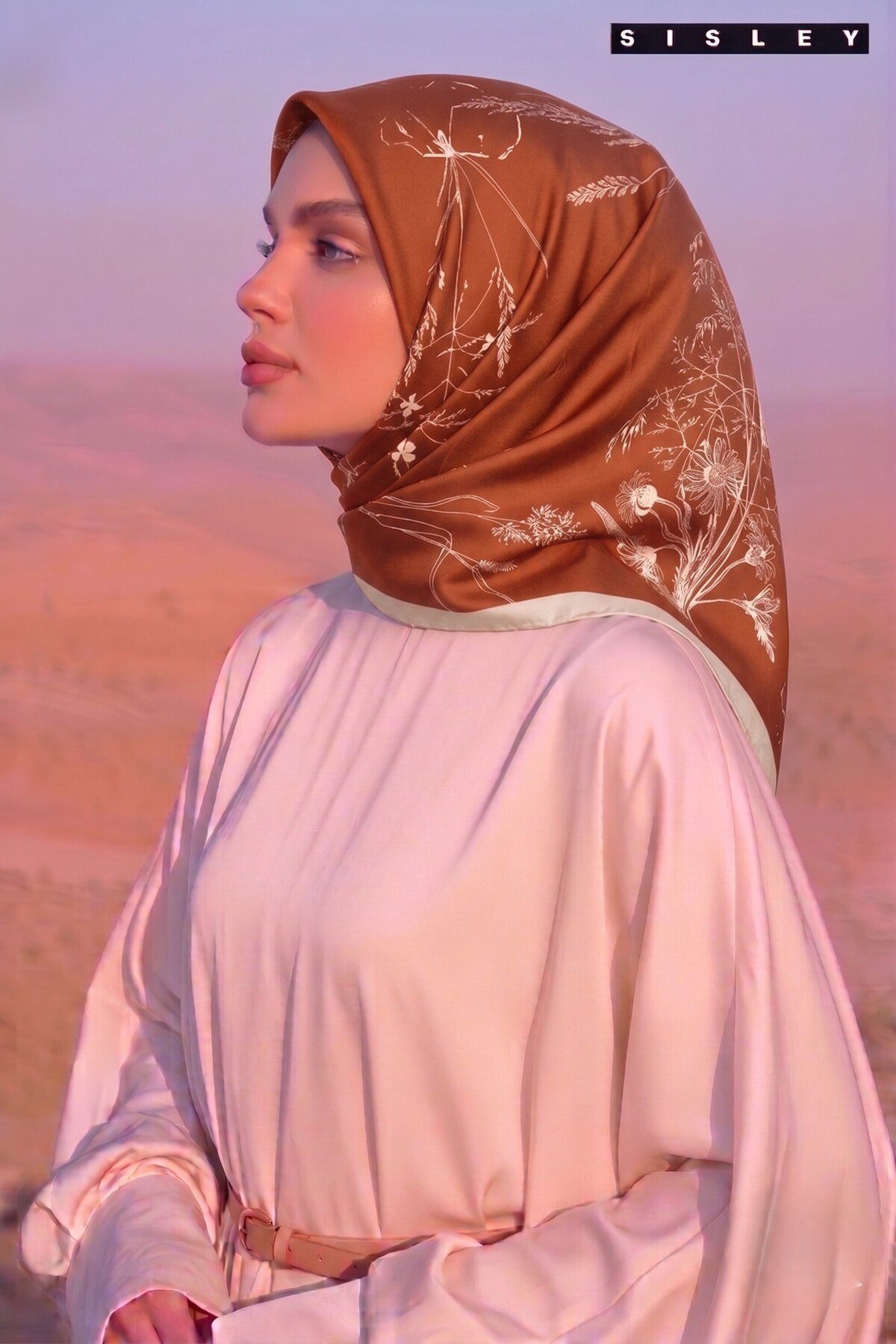 Sisley Saten Kadın İpek Eşarp S-E-2032 Kiremit