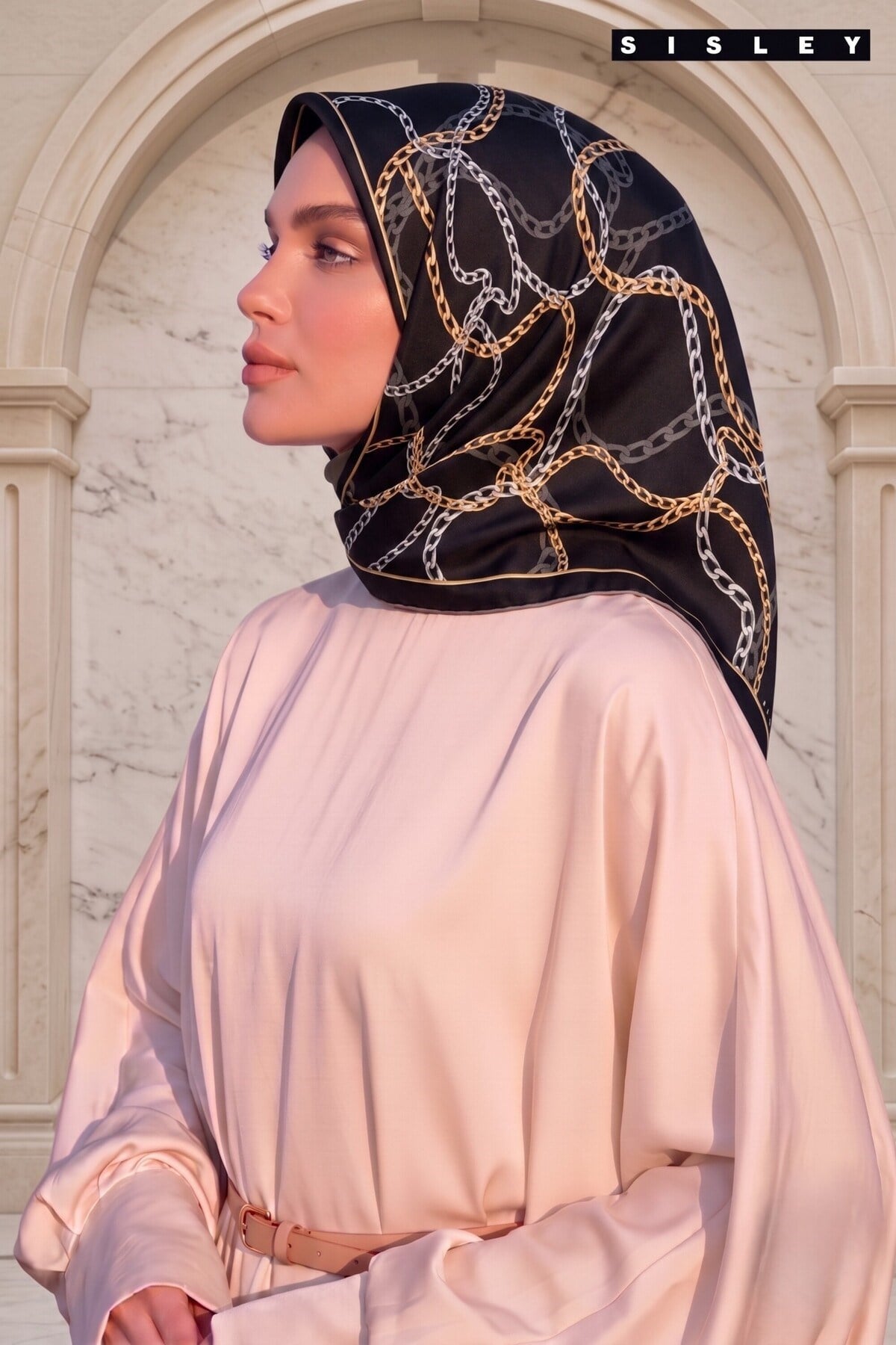 Sisley Saten Kadın İpek Eşarp S-E-2033 Siyah