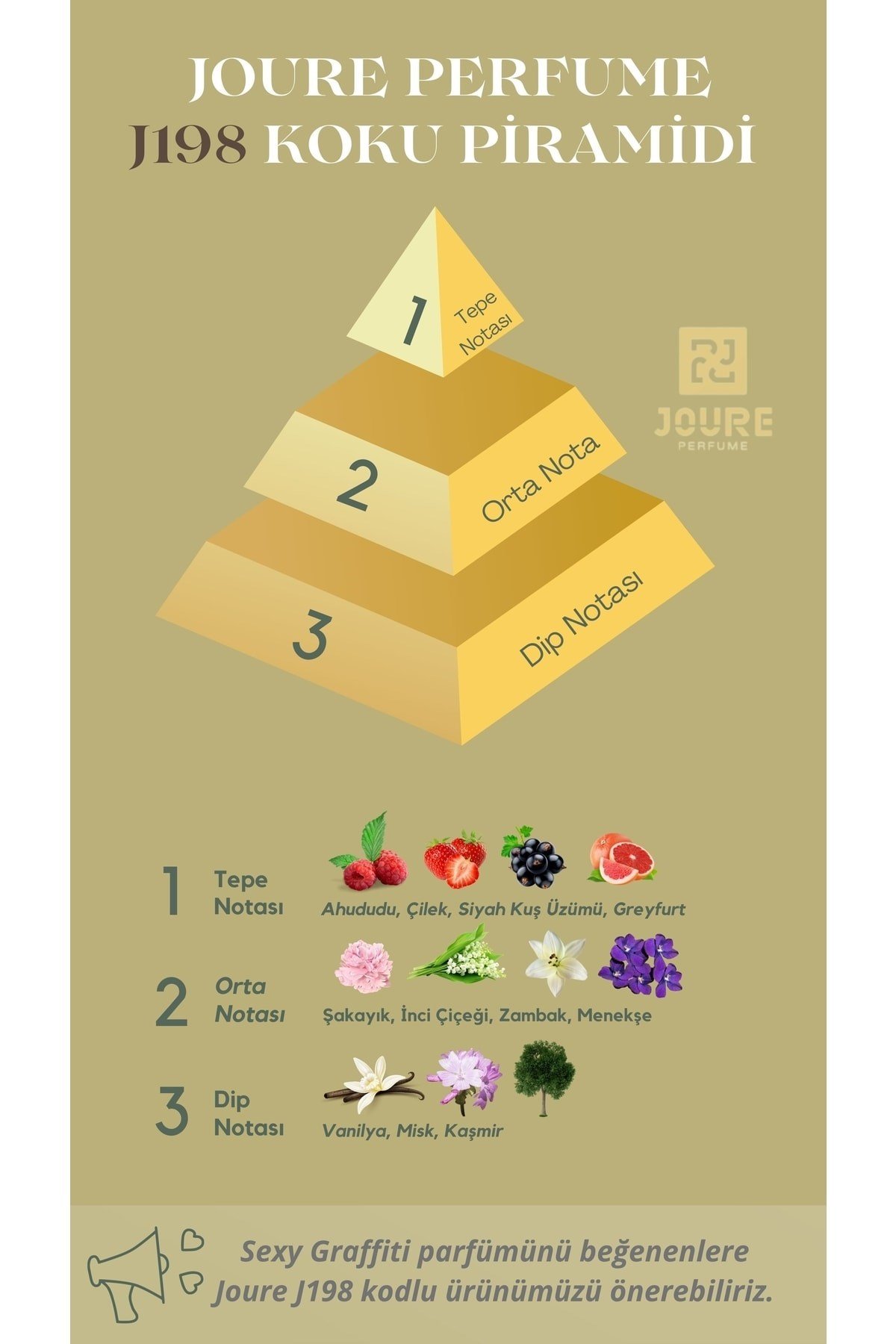 Joure J198 - Meyveli Tatlı Kokulu 50ml Kalıcı Edp Kadın Parfüm