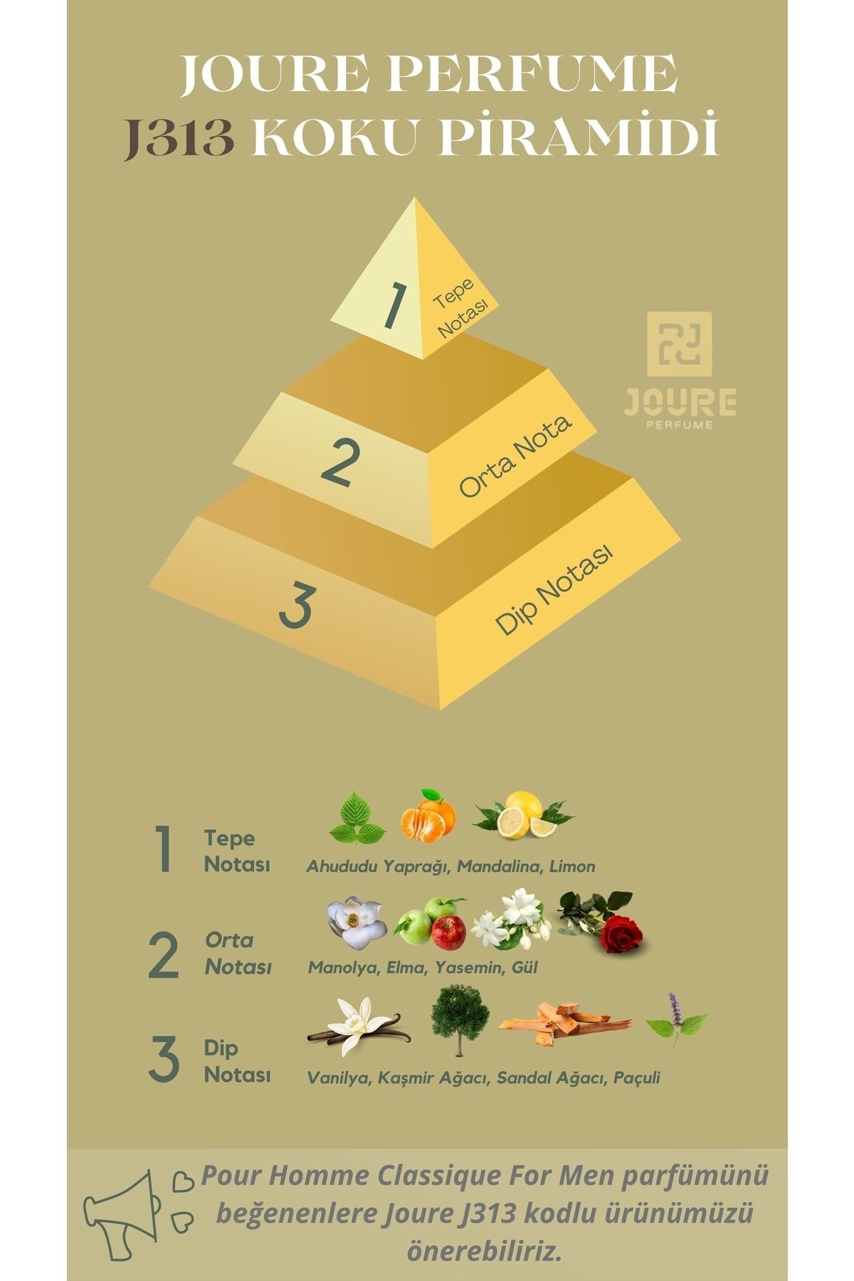Joure J313 - Odunsu Aromatik Ferah Kokulu 50ml Kalıcı Edp Erkek Parfüm