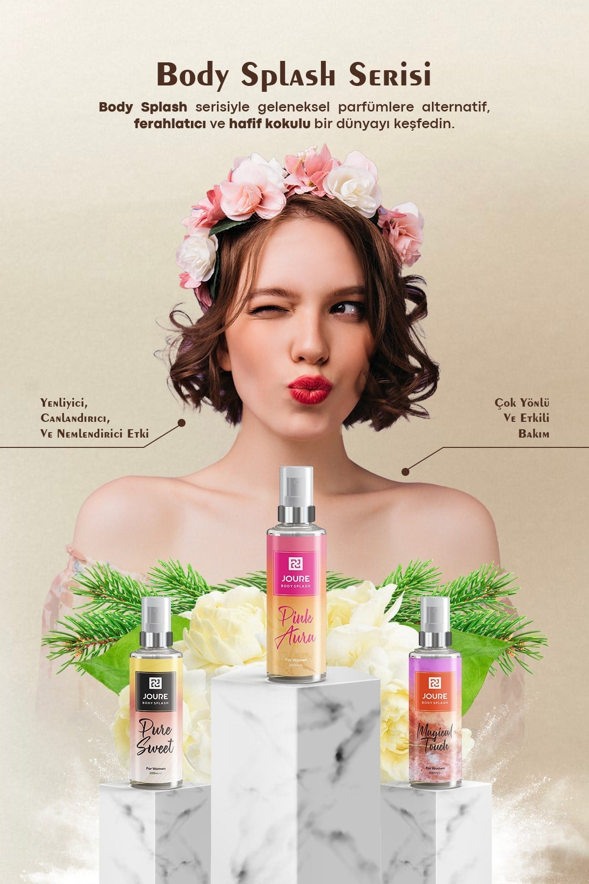 Kalıcı Tatlı Pudra Kokusu Ve Nemlendirme Etkili Pink Aura Kadın Vücut Spreyi 200 ml
