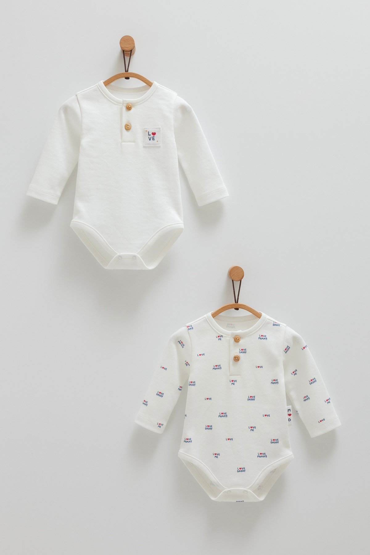 2'Lİ BEBEK BODY KIZ BEBEK  ÇITÇITLI %100 PAMUK MOM & DAD KOLLEKSİYONU RENK-EKRU