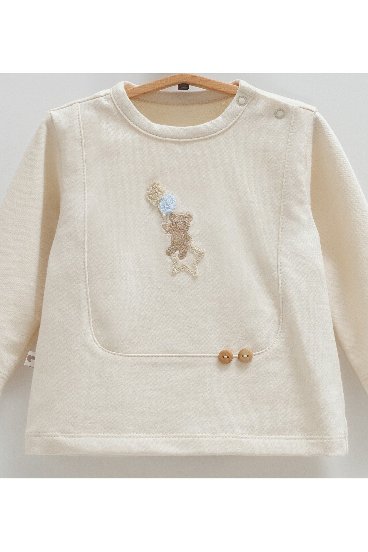 Bebek Takımı Ayıcıklı Sweatshirt Ve Pantolon (3-18 AY ARASI) Interlok Kumaş