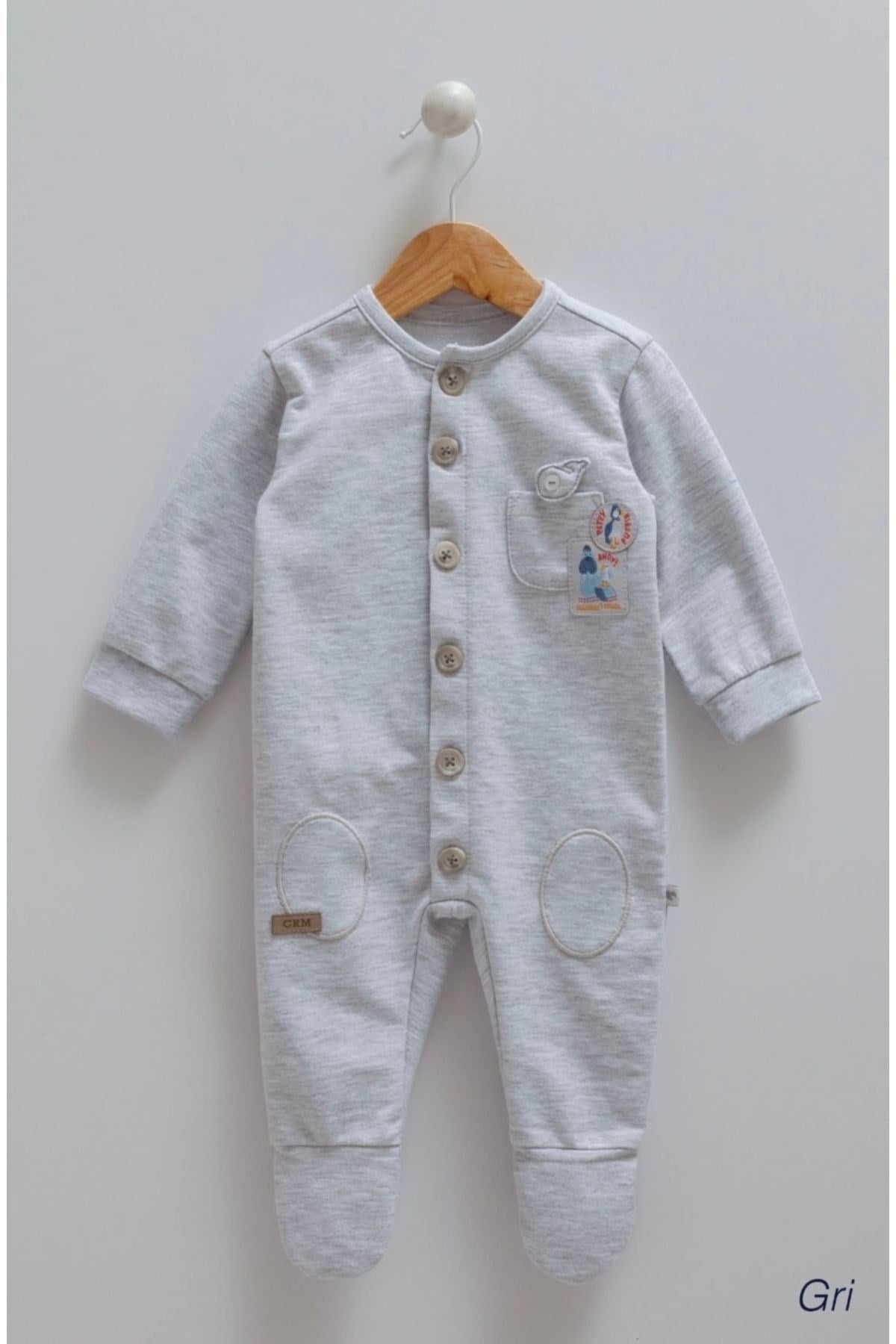 BEBEK TULUMU 100%PAMUK (,1-3, 3-6 AYLAR PATİKLİ 6-9 AY 9-12 AY PATİKSİZDİR) DÜĞMELİ CEP DETAYLI