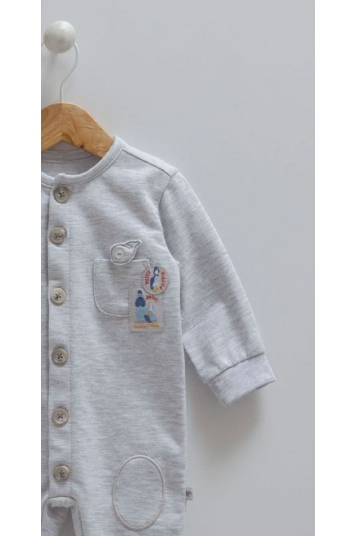 BEBEK TULUMU 100%PAMUK (,1-3, 3-6 AYLAR PATİKLİ 6-9 AY 9-12 AY PATİKSİZDİR) DÜĞMELİ CEP DETAYLI
