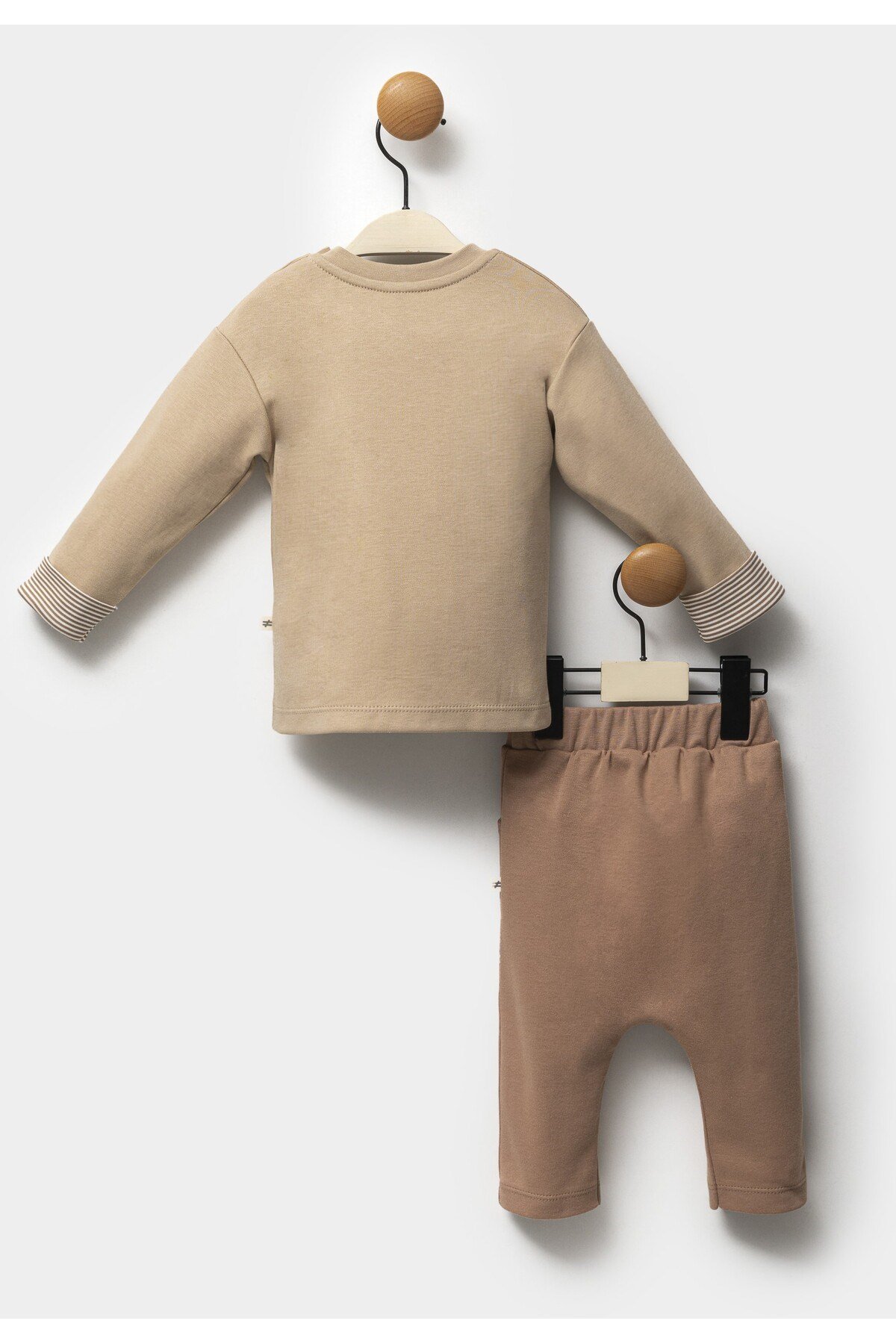 ERKEK BEBEK TAKIMI %100 PAMUK KİRPİ DESENLİ  KAHVE RENK