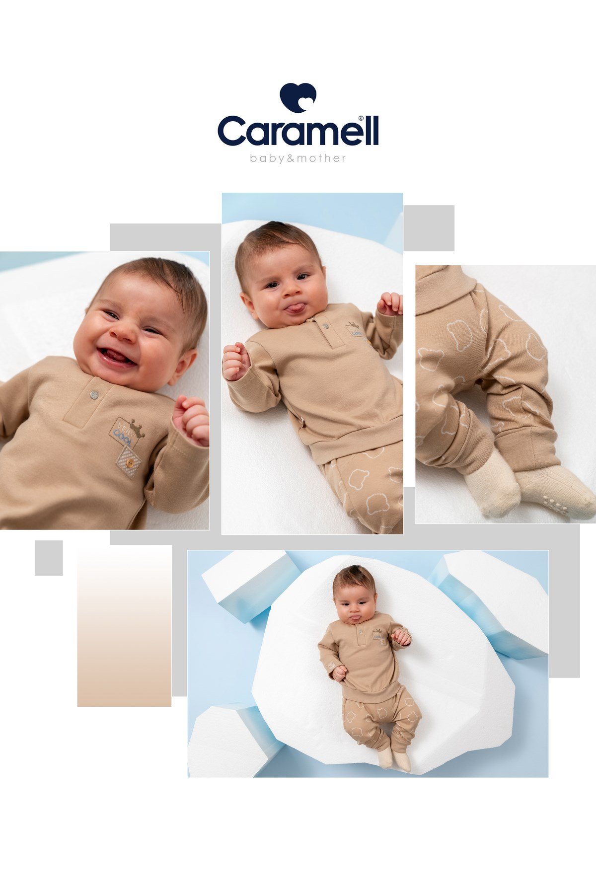 Erkek Bebek Takımı – KAHVE Renkli 2’li Set (Sweatshirt + Alt) 1-12 Ay
