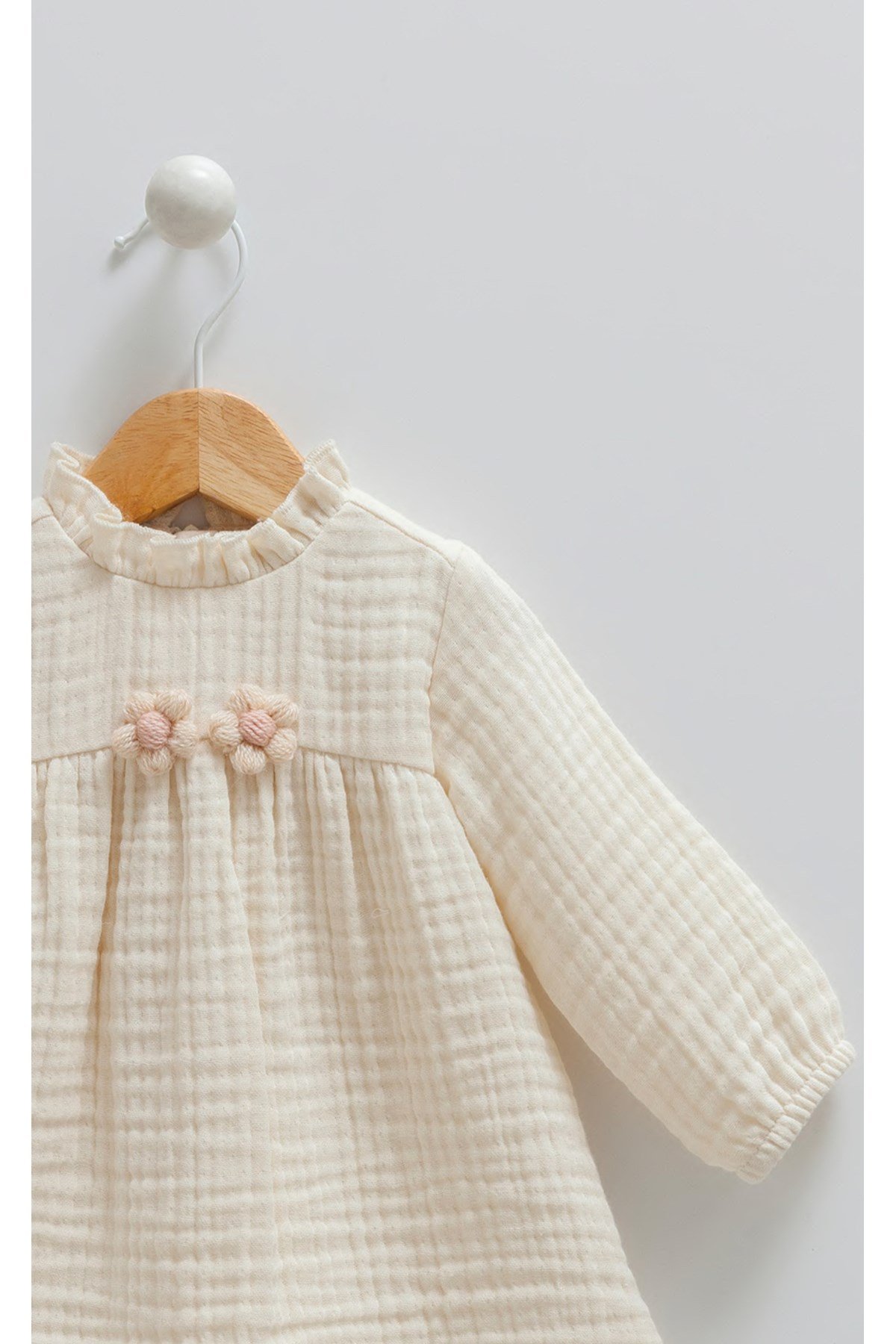 Kız Bebek Elbise Çift Katlı Müslin %100 Pamuk