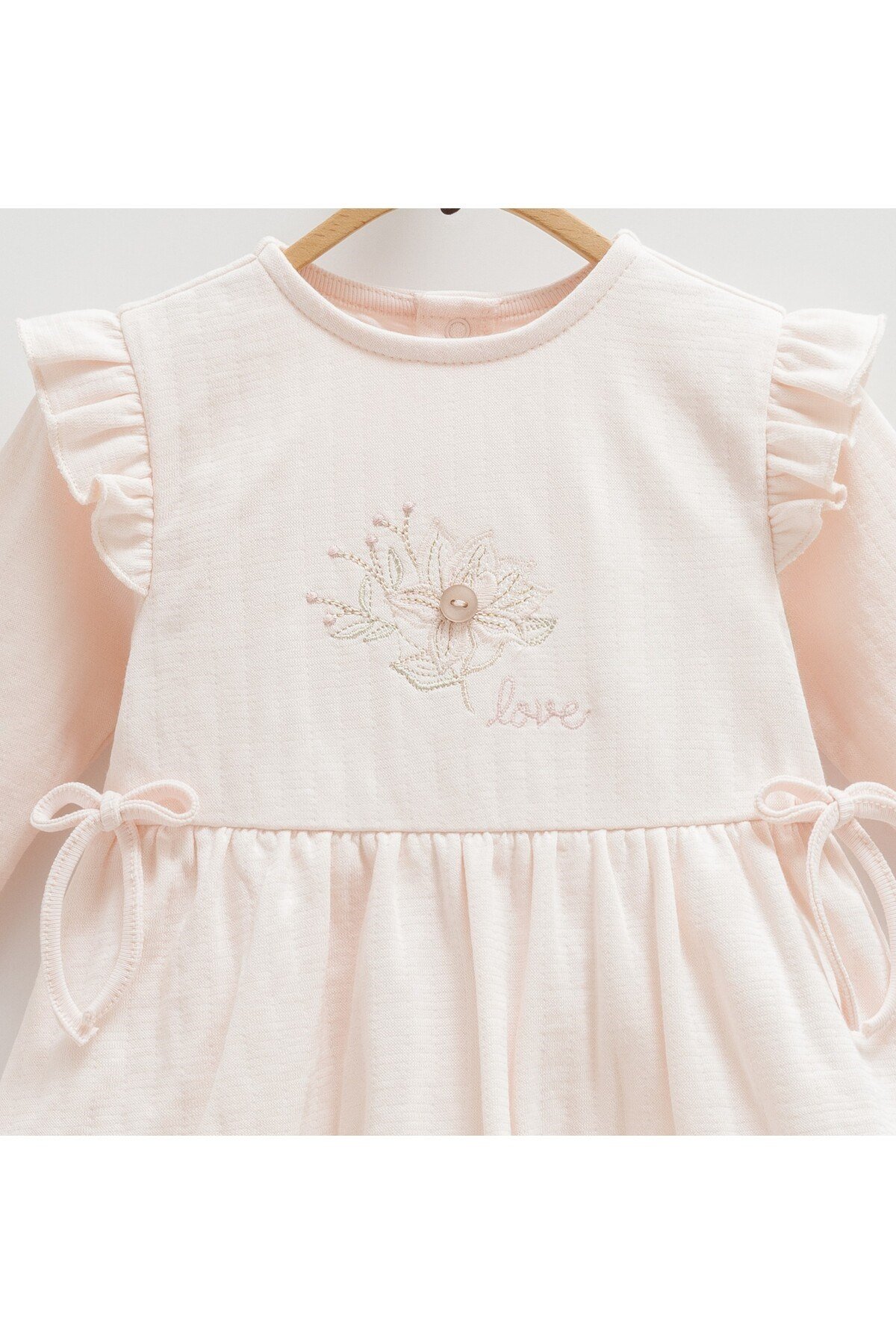 KIZ BEBEK ELBİSE FİYONK DETAYLI 100%PAMUK