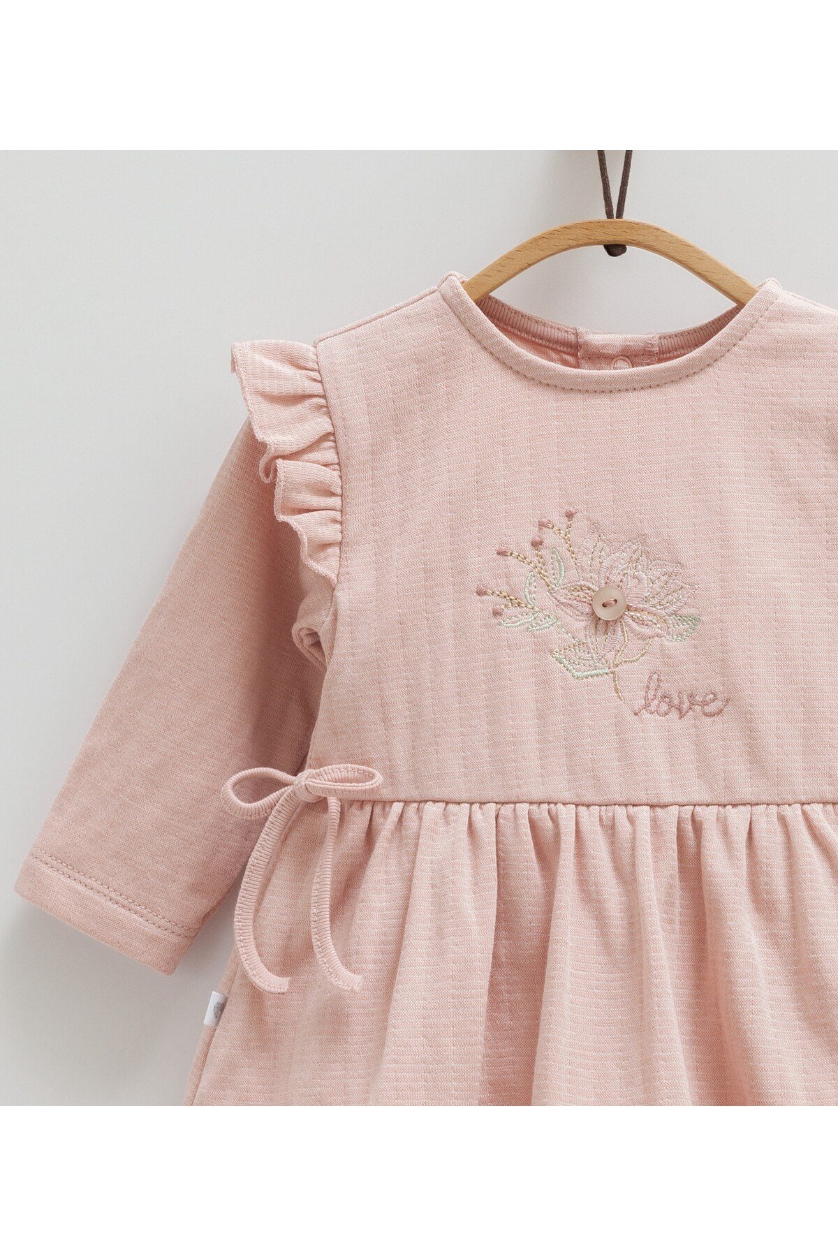 KIZ BEBEK ELBİSE FİYONK DETAYLI 100%PAMUK