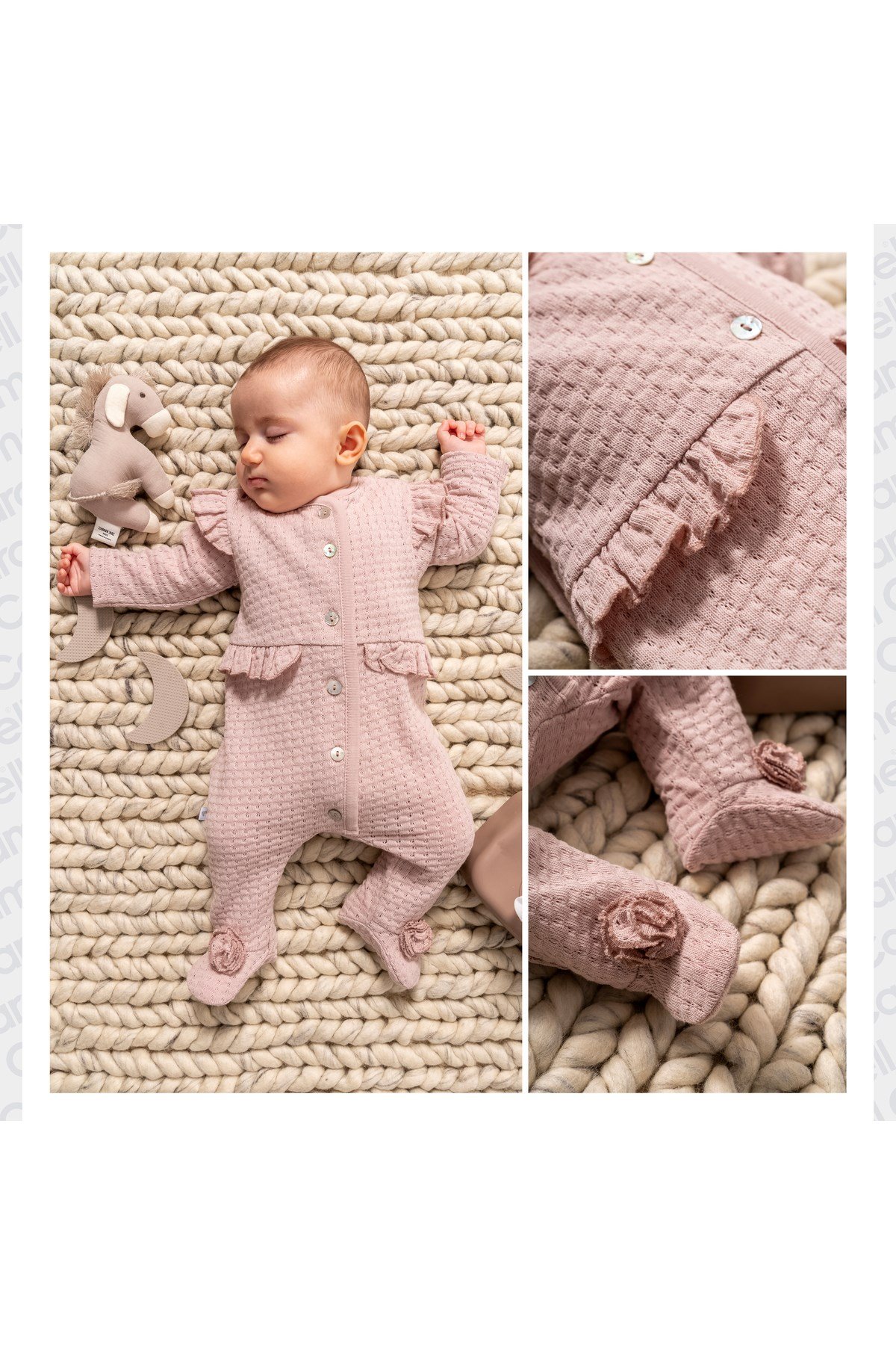 KIZ BEBEK TULUM %100 PAMUK (1-3 ,3-6 AYLAR  PATİKLİ ÇİÇEK DETAYLI -6-9 ,9-12 AYLAR PATİKSİZ)