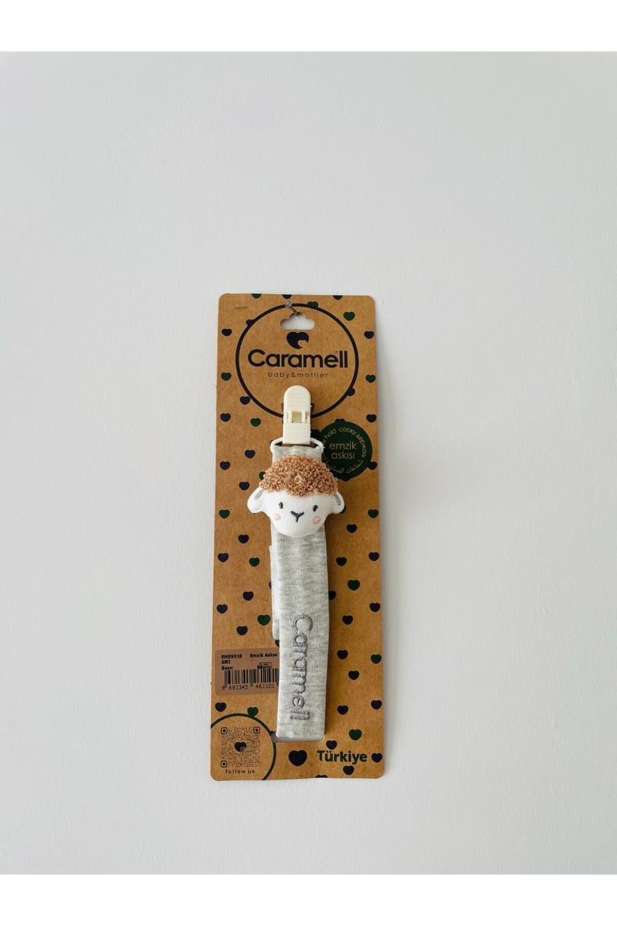 KUZU Desenli Çıngıraklı Emzik Askısı (GRİ)