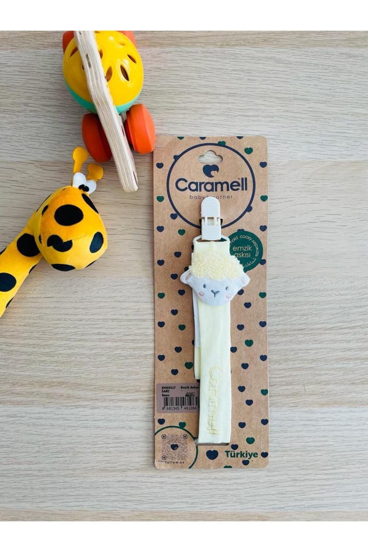 KUZU Desenli Çıngıraklı Emzik Askısı (sarı)