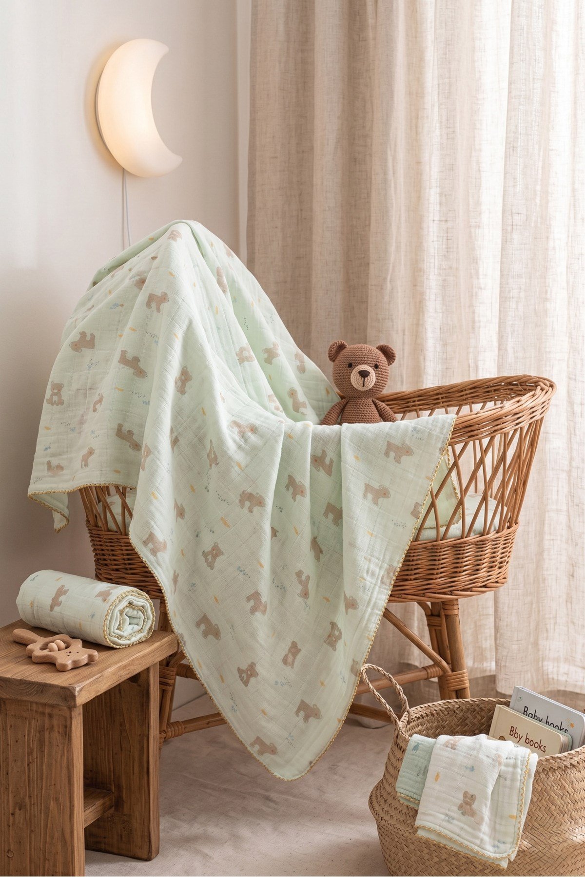 Müslin Bebek Battaniyesi 80x90 cm %100 Doğal Pamuklu Nefes Alabilen