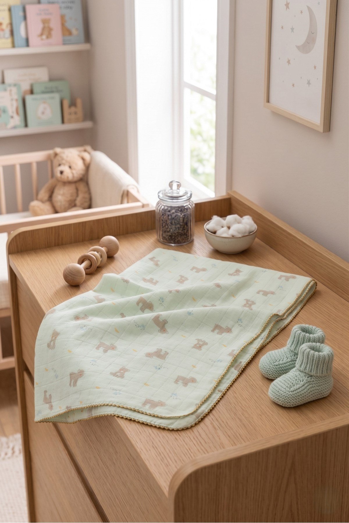 Müslin Bebek Battaniyesi 80x90 cm %100 Doğal Pamuklu Nefes Alabilen