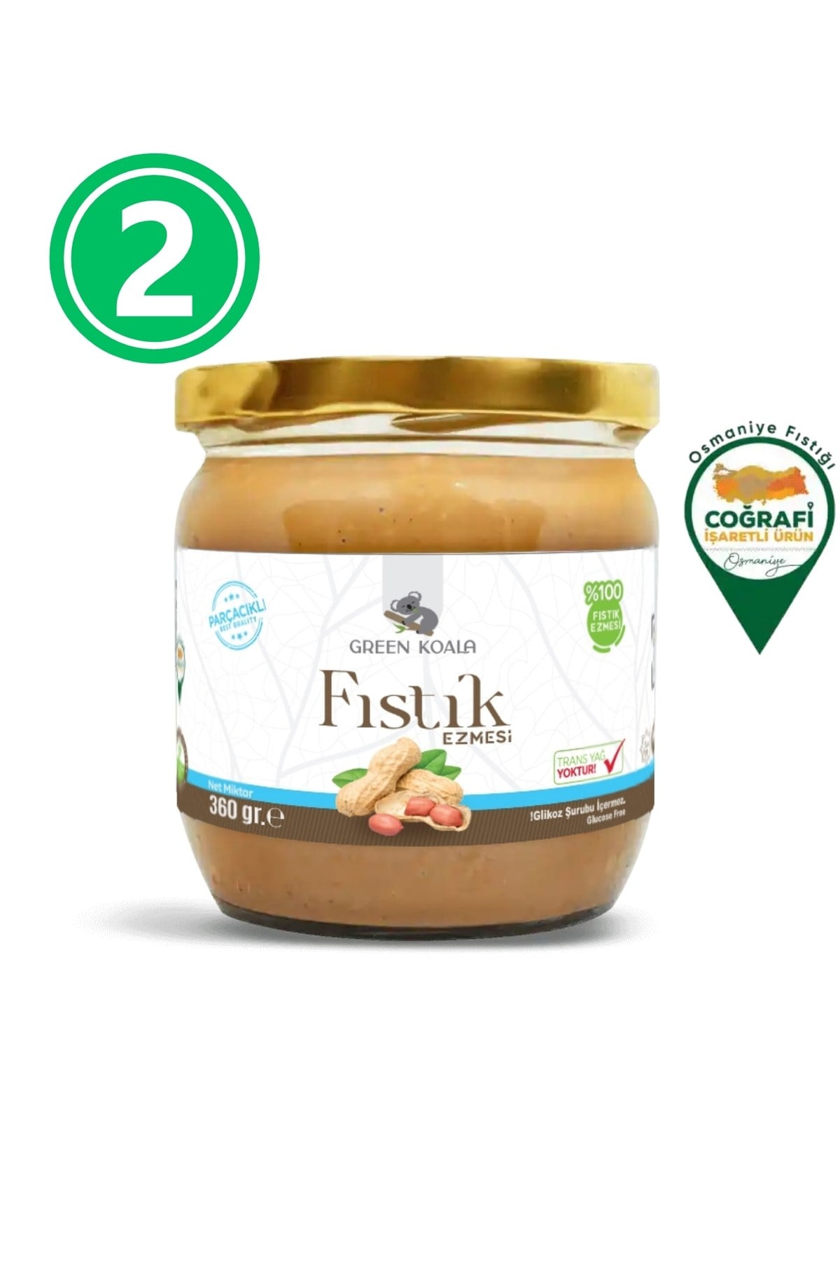 %100 Fıstık Ezmesi 360 gr 2 Adet