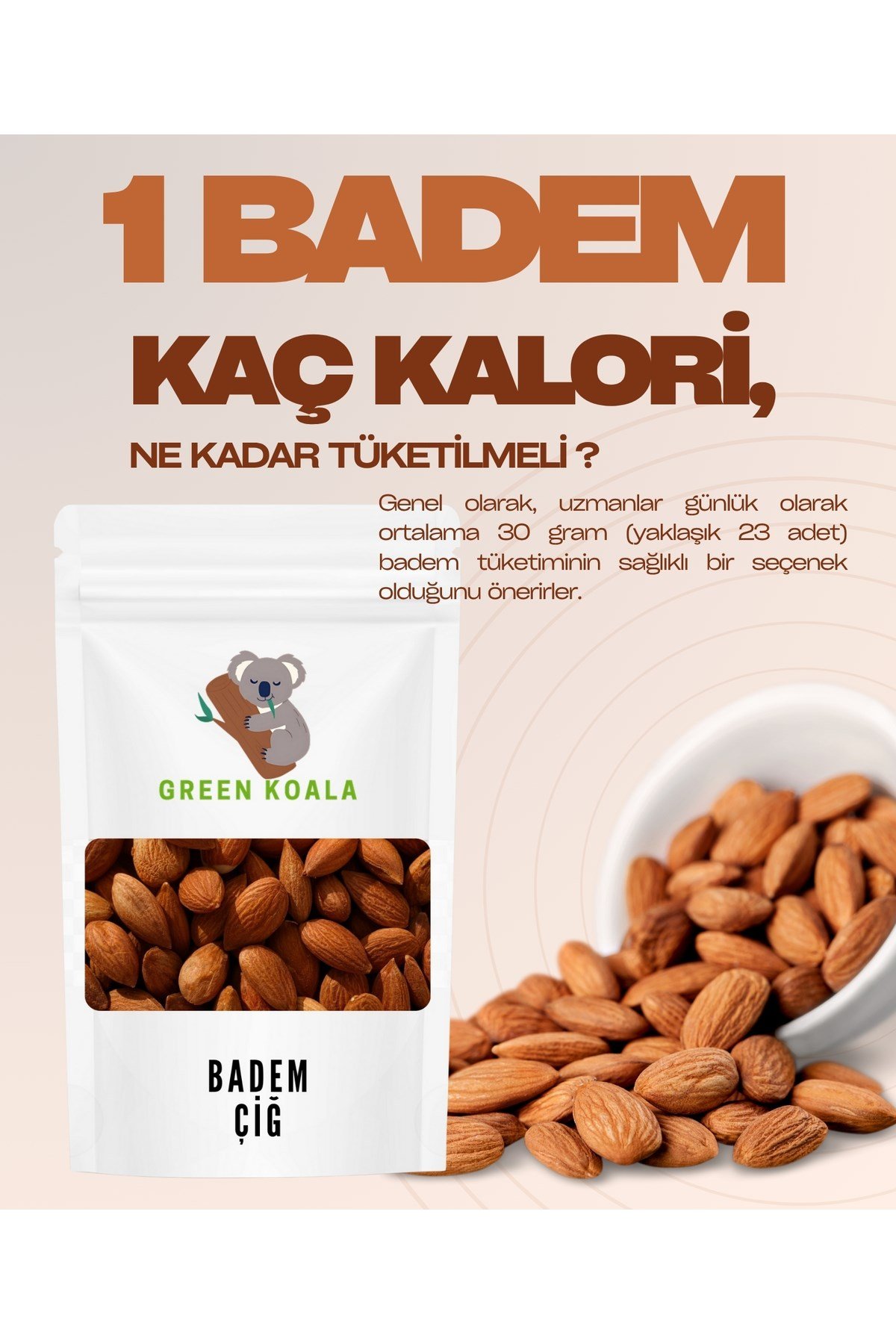 Badem İri taneli Çiğ 500 Gr