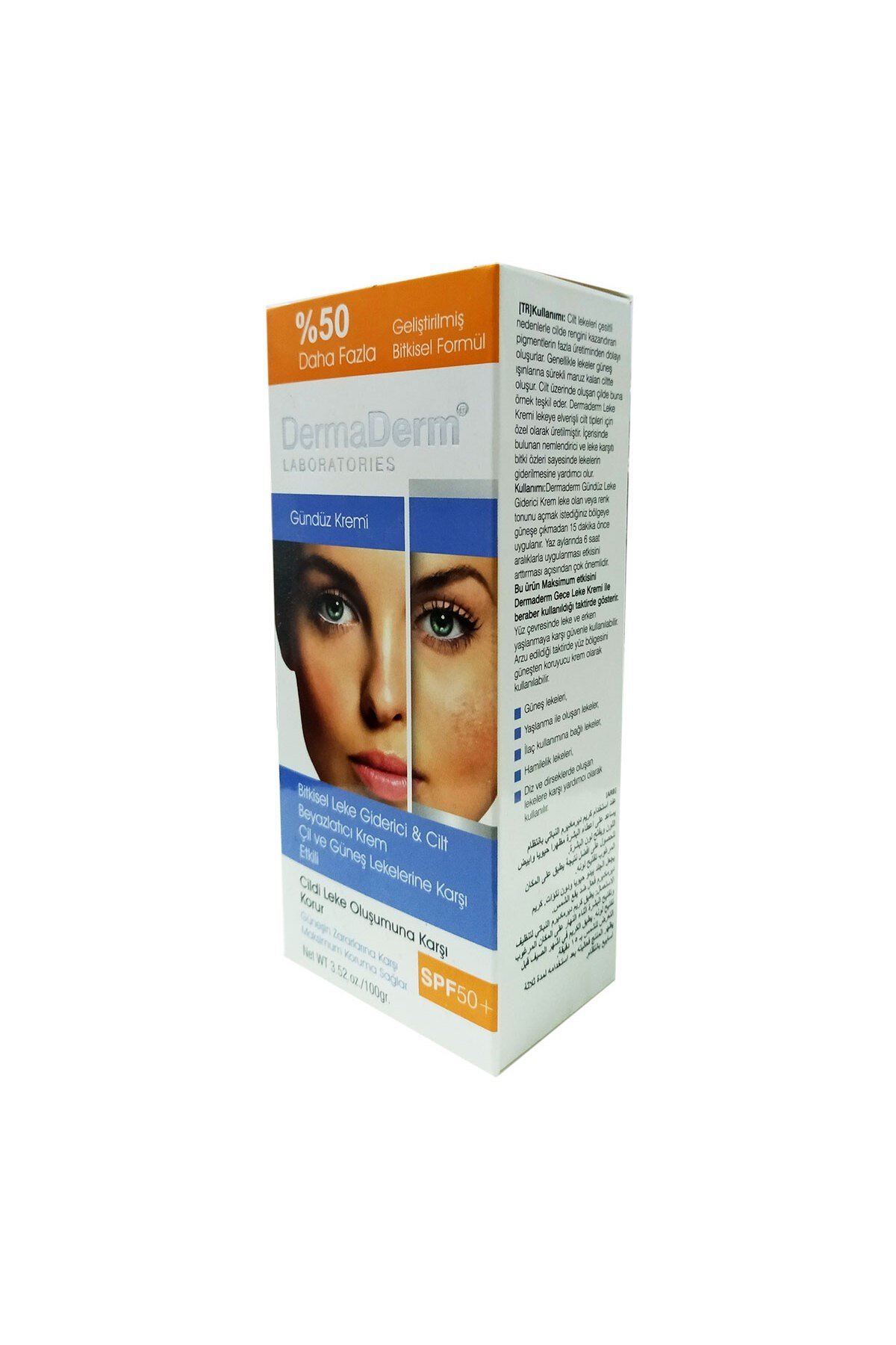 Bitkisel Leke Karşıtı Gündüz Kremi Güneş Koruma SPF 50+ 100 Gr