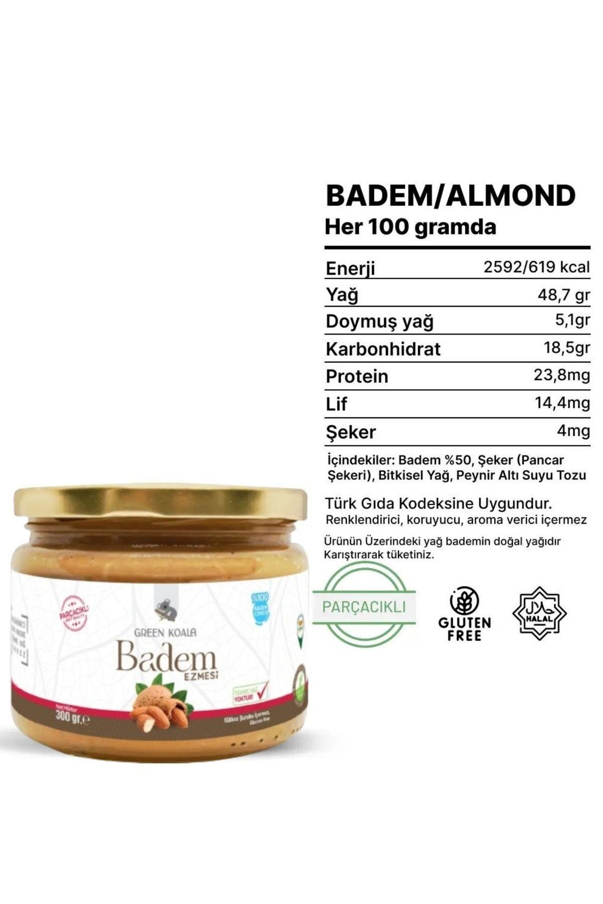 Parçacıklı Badem Ezmesi 300 gr 2 Adet