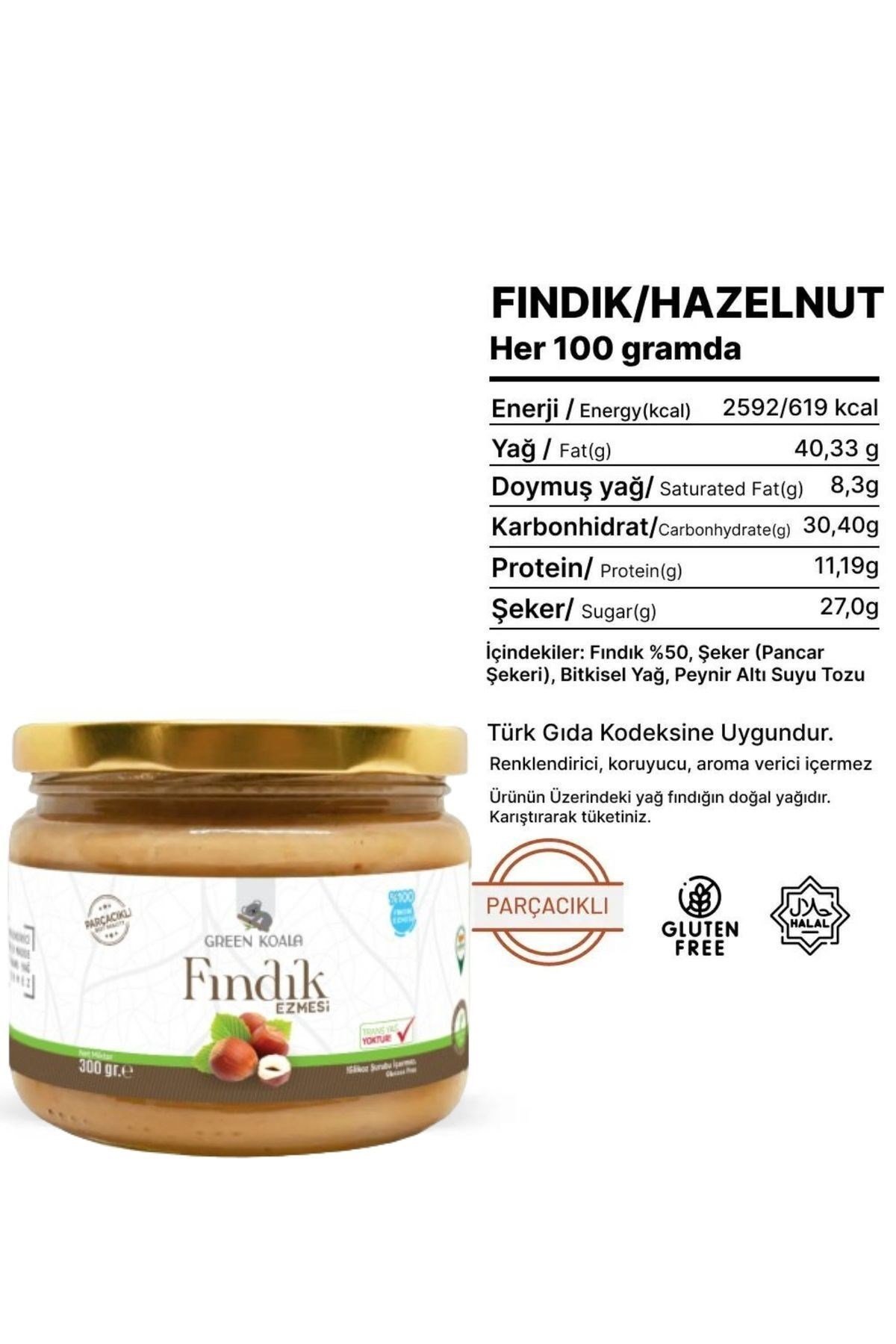 Parçacıklı Fındık Ezmesi 300 gr
