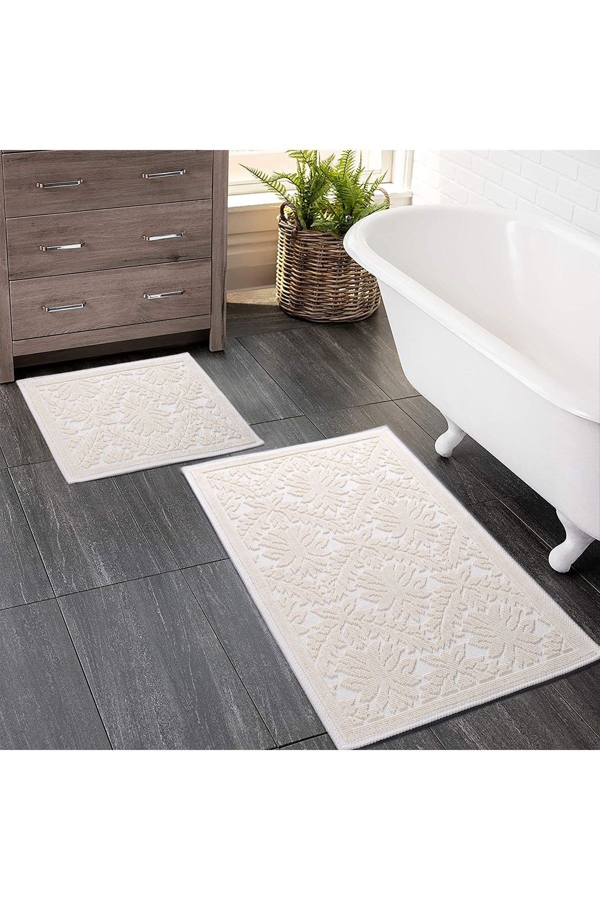 2 Li Bukle Banyo Takımı (BANYO TEKSTİLİ/MODERN/DOĞAL/SADE/ŞIK KAYMAZ TABAN)