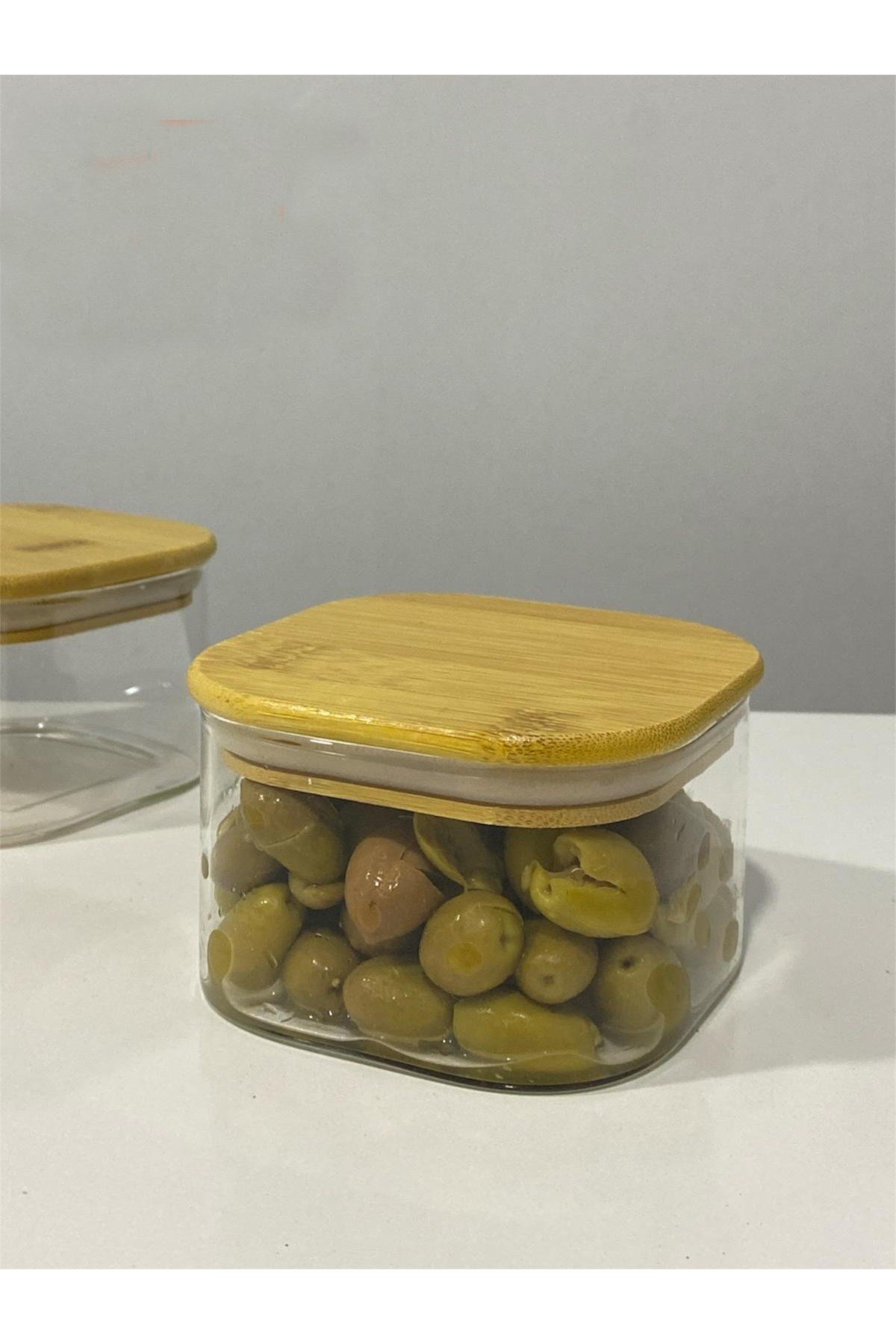 2'Lİ Bambu Kapaklı 300 ml Sızdırmaz Cam Kahvaltılık Seti Saklama Kabı