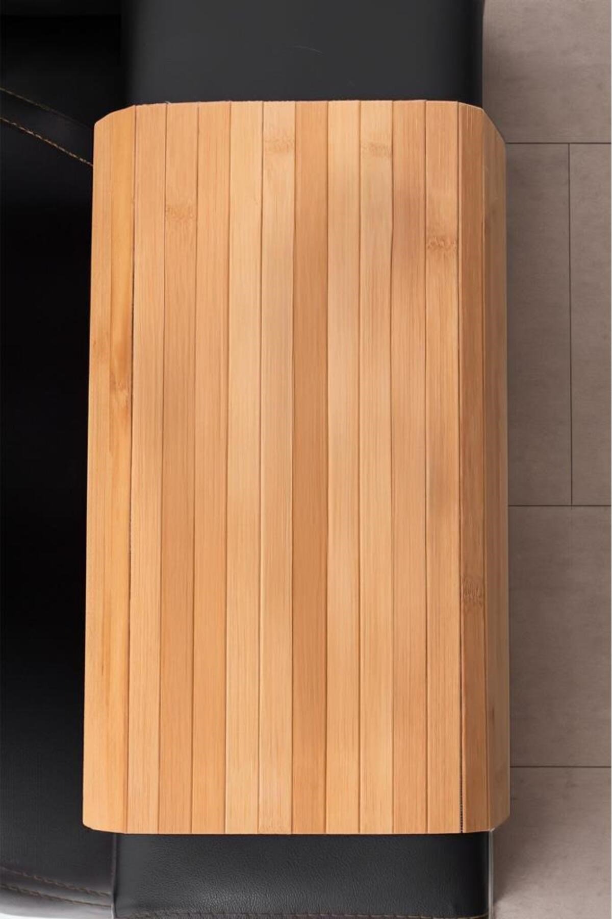 Bambu Koltuk Matı Ahşap Kanepe Koltuk Kenarı Sehpa Yan Sehpa Koltuk Katlanabilir Tepsisi 45x70