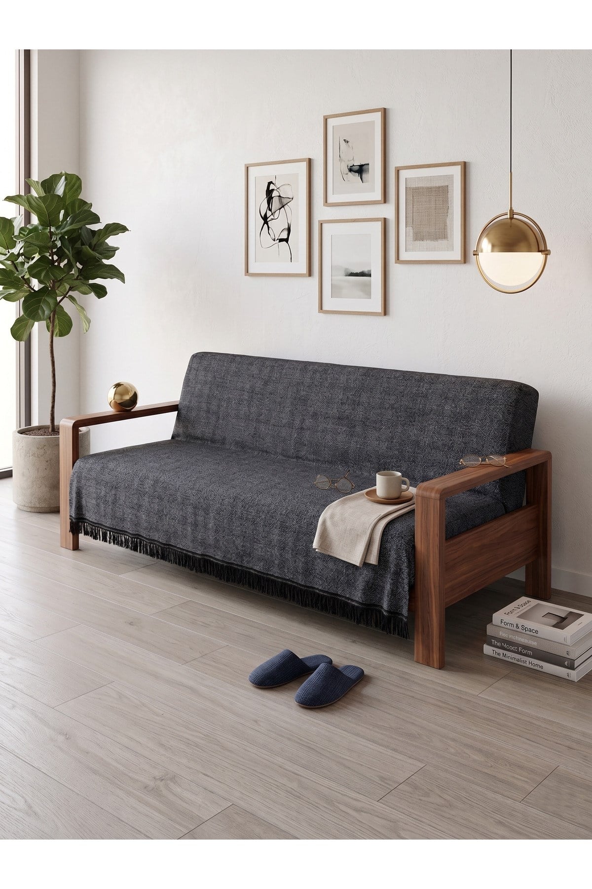 Çok Amaçlı Pamuklu Örtü- Kanepe-Koltuk Şalı-Koltuk Örtüsü 170x220 SİYAH