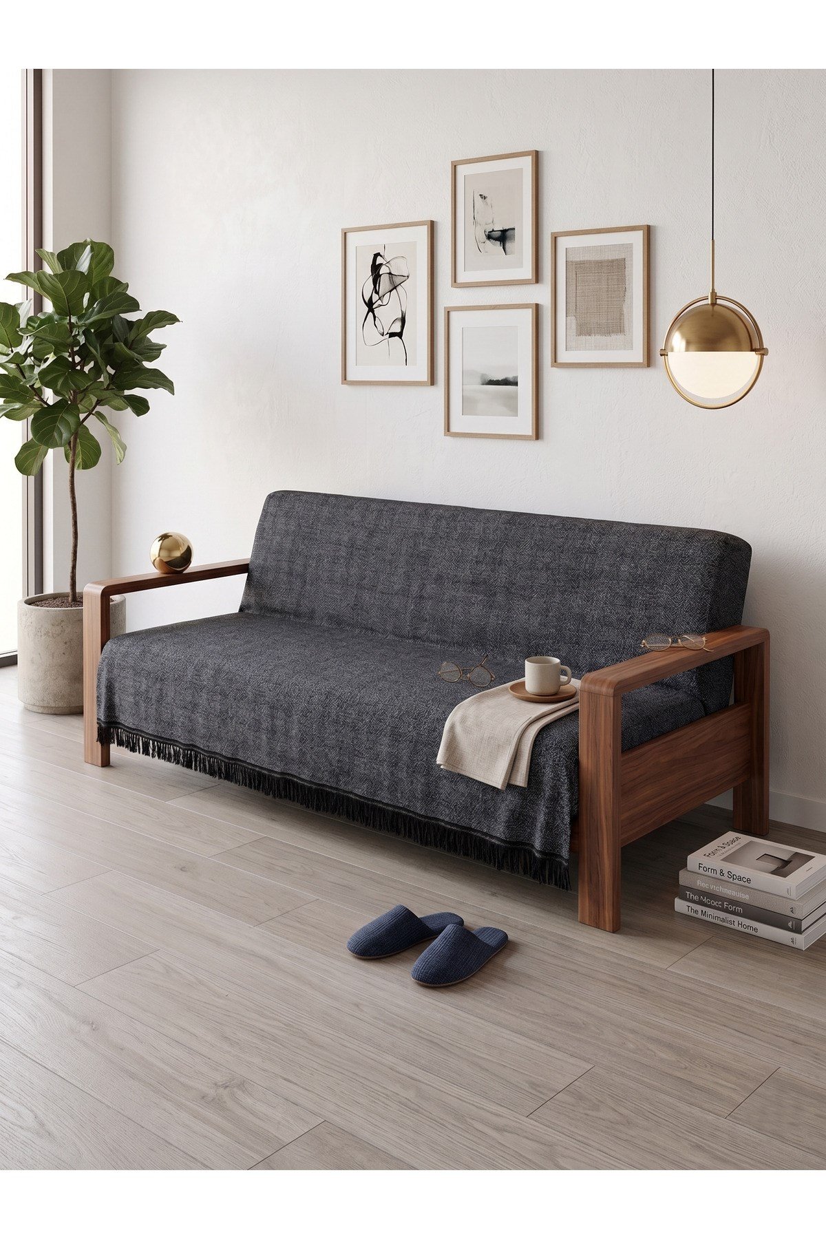 Çok Amaçlı Pamuklu Örtü- Kanepe-Koltuk Şalı-Koltuk Örtüsü 170x220 SİYAH