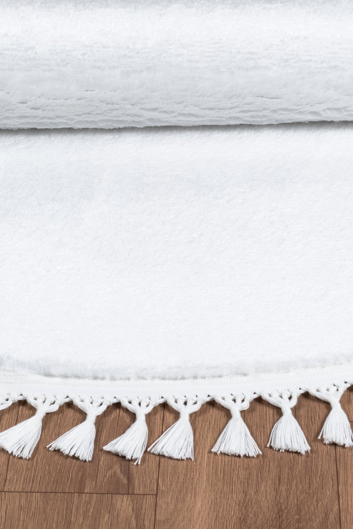 Comfort Yuvarlak Ponpon Saçaklı Peluş Halı(Yatak Odası- Çocuk Odası- Antre- Yemek Odası)Kaymaz Taban