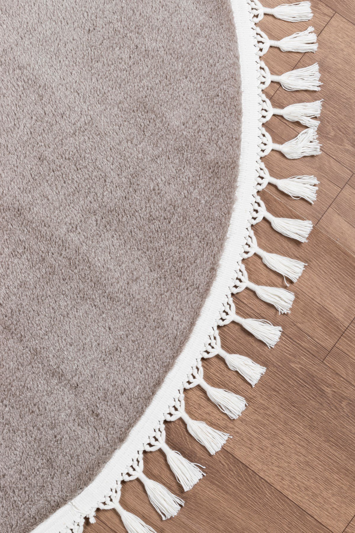 Comfort Yuvarlak Ponpon Saçaklı Peluş Halı(Yatak Odası- Çocuk Odası- Antre- Yemek Odası)Kaymaz Taban