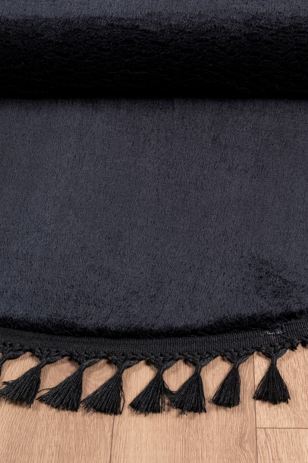 Comfort Yuvarlak Ponpon Saçaklı Peluş Halı(Yatak Odası- Çocuk Odası- Antre- Yemek Odası)Kaymaz Taban