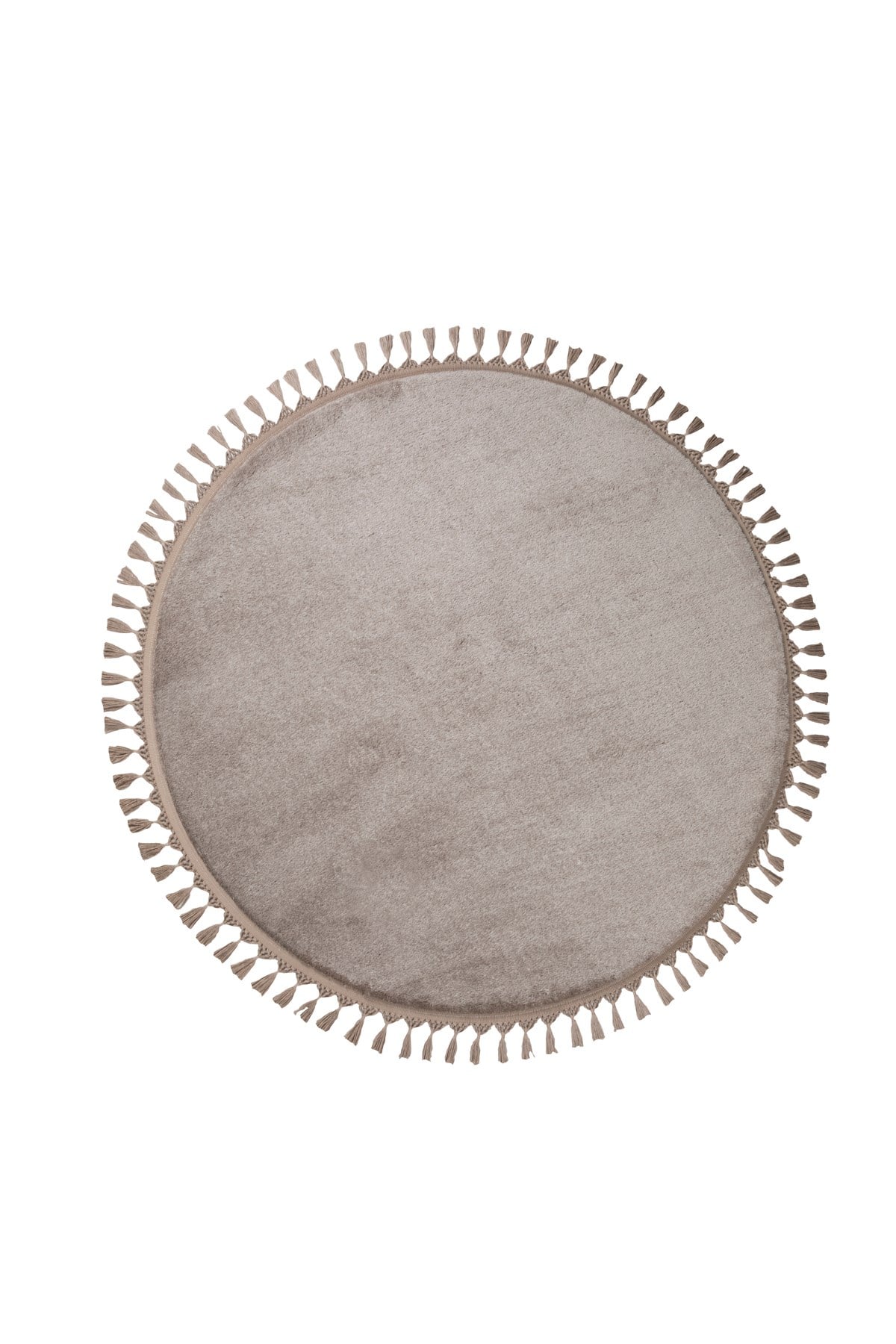 Comfort Yuvarlak Ponpon Saçaklı Peluş Halı(Yatak Odası- Çocuk Odası- Antre- Yemek Odası)Kaymaz Taban