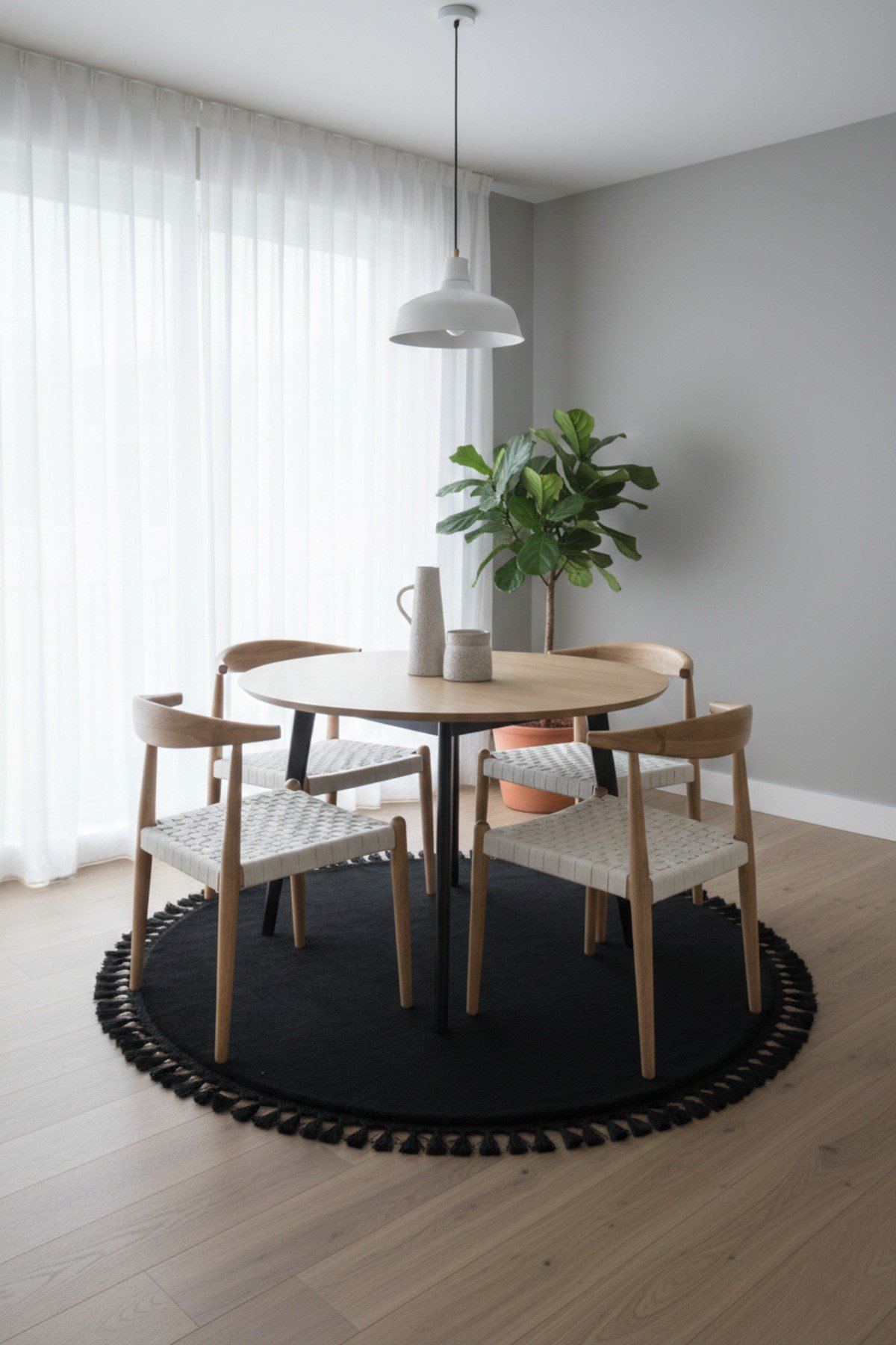 Comfort Yuvarlak Ponpon Saçaklı Peluş Halı(Yatak Odası- Çocuk Odası- Antre- Yemek Odası)Kaymaz Taban