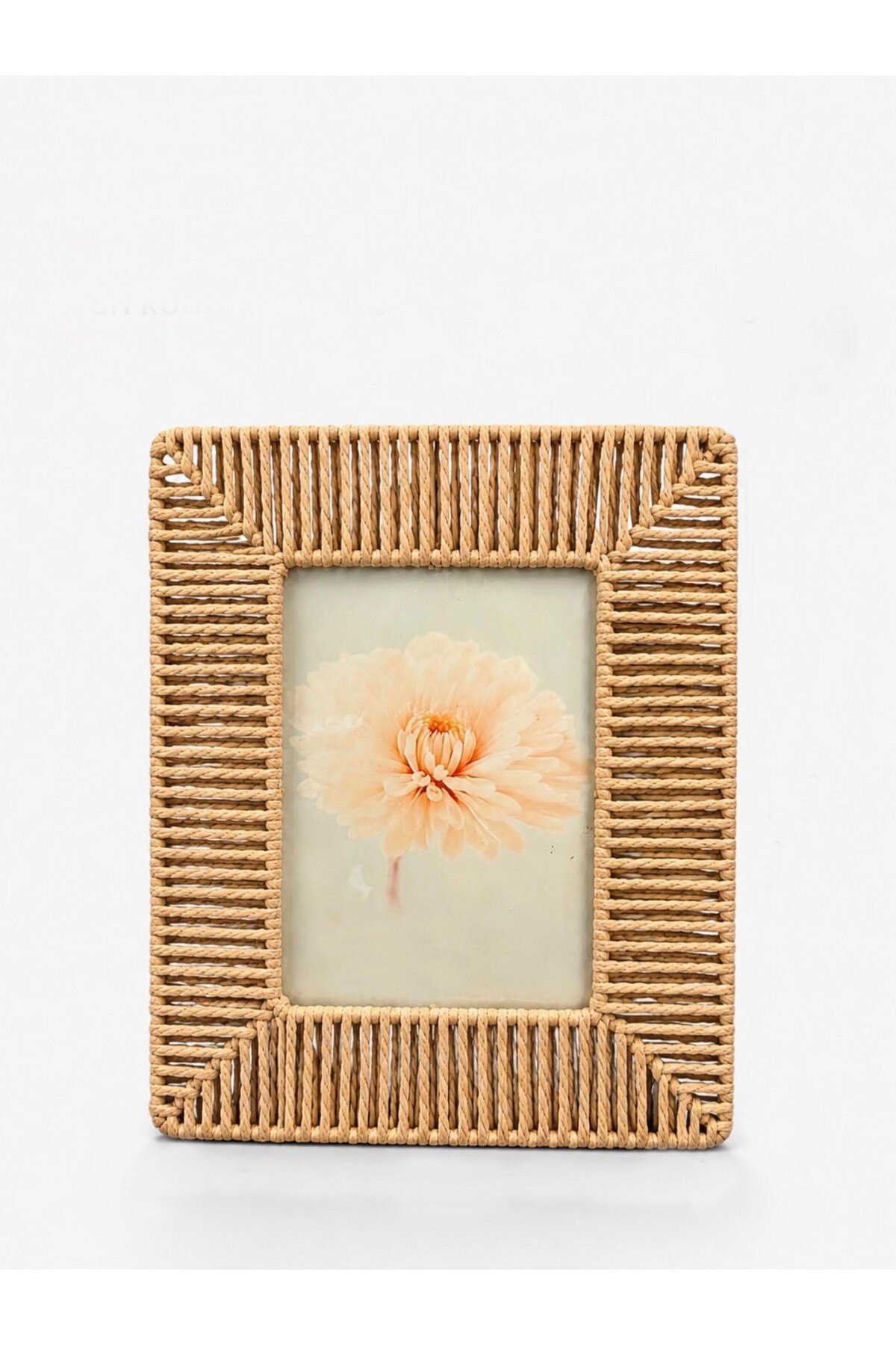 Rustik Hasır Detaylı Dekoratif Masa Çerçevesi (25x30 cm)