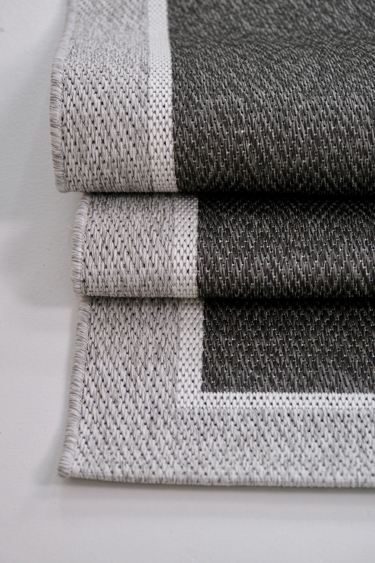 SİSALYA Modern Sisal Jüt Dokuma Kilim Hasır Yıkanabilir Halı Gri Antrasit