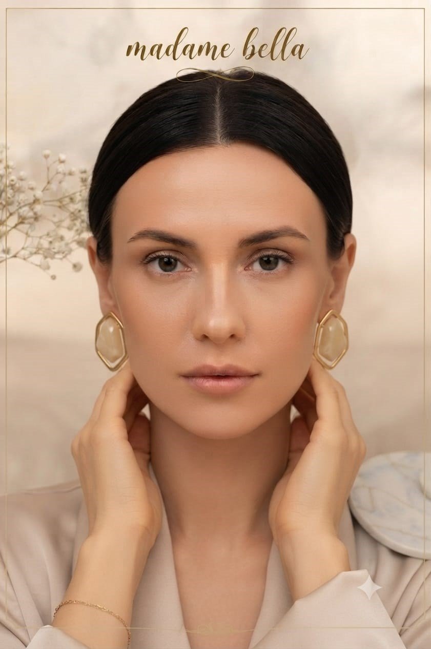 ✨ Madame Bella Kalitesi |14 k altın kaplama Özel Kuyumcu İşçiliği / Suya Dayanıklı & Kararmaz / Hafif / Antialerjik / Kadın Küpe ✨