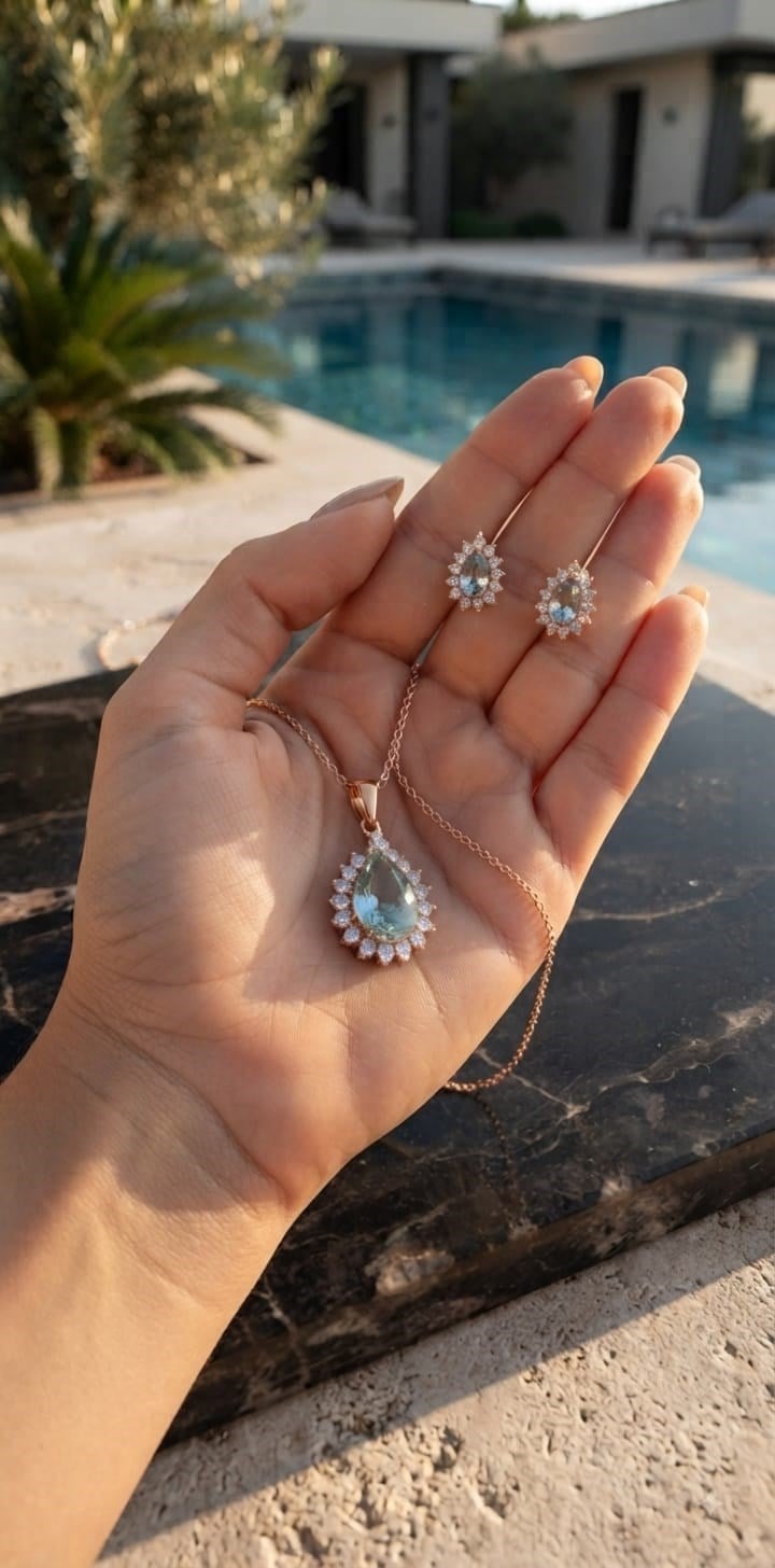 ✨ Madame Bella kalitesi / Kararmaz Paslanmaz çelik Küpe ve kolye Seti /Anti-Alerjik VIP zarraf İşçiligi ✨