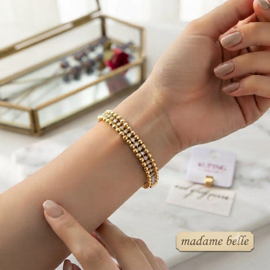 14 K ALTIN KAPLAMA.XUPİNG KALİTESİ ÇELİK BİLEKLİK ESTETİK ZİRKON TAŞLI