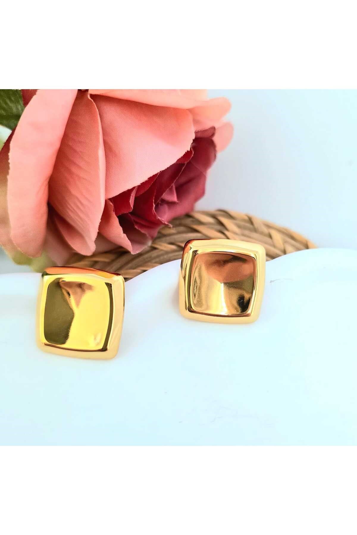 KARE GOLD ESTETİK TAMAMLAYICI ÇELİK KÜPE