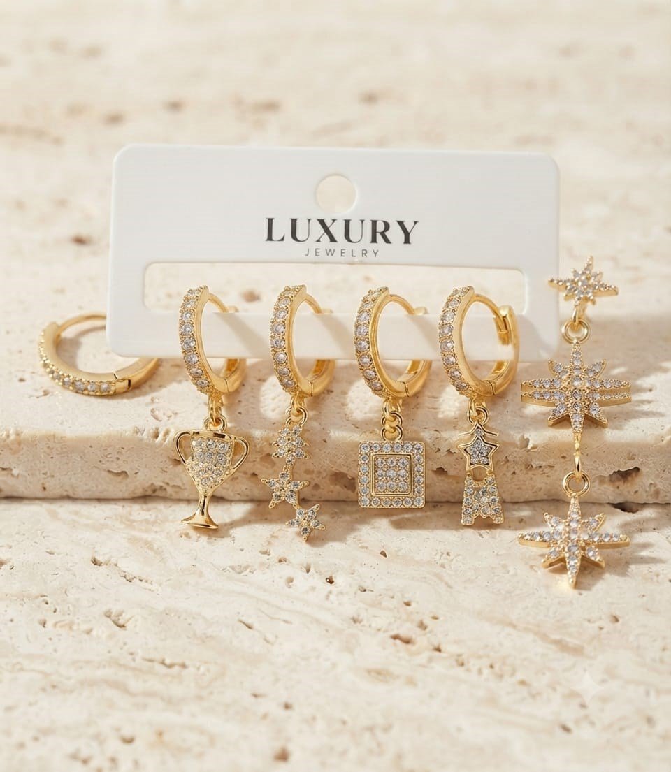 MADAME BELLA KALİTESİ,MODELİ VE İŞÇİLİGİ İLE ZARİF ,ŞIK.VE ESTETİK MODERN 6 LI SET  BİR ÇELİK KÜPE