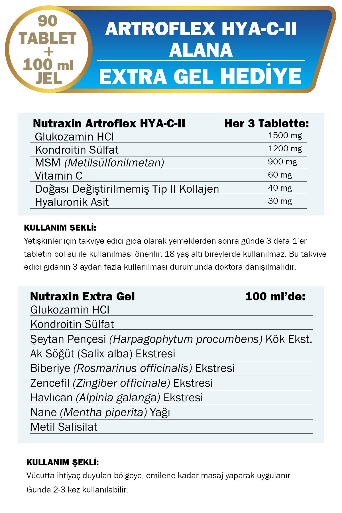 Artroflex Hya-c-ıı 90 Tablet Extra Gel Hediyeli