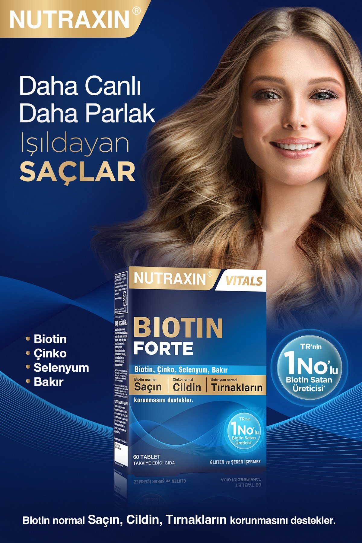 Biotin Forte 5.000 Mcg 60 Tbl - Biyotin, Çinko, Selenyum, Bakır