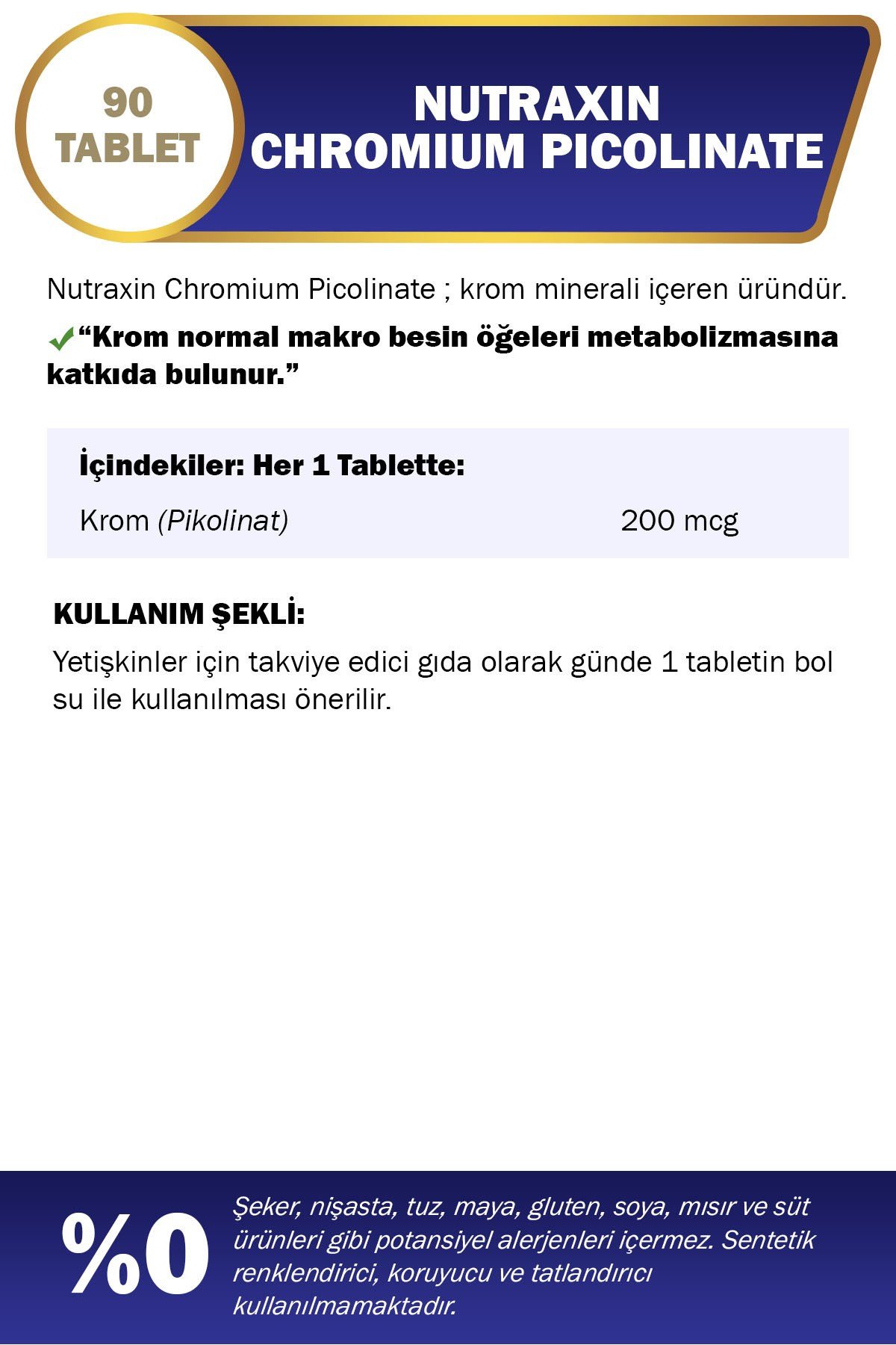 Chromium Picolinate 200 Mcg 90 Tablet