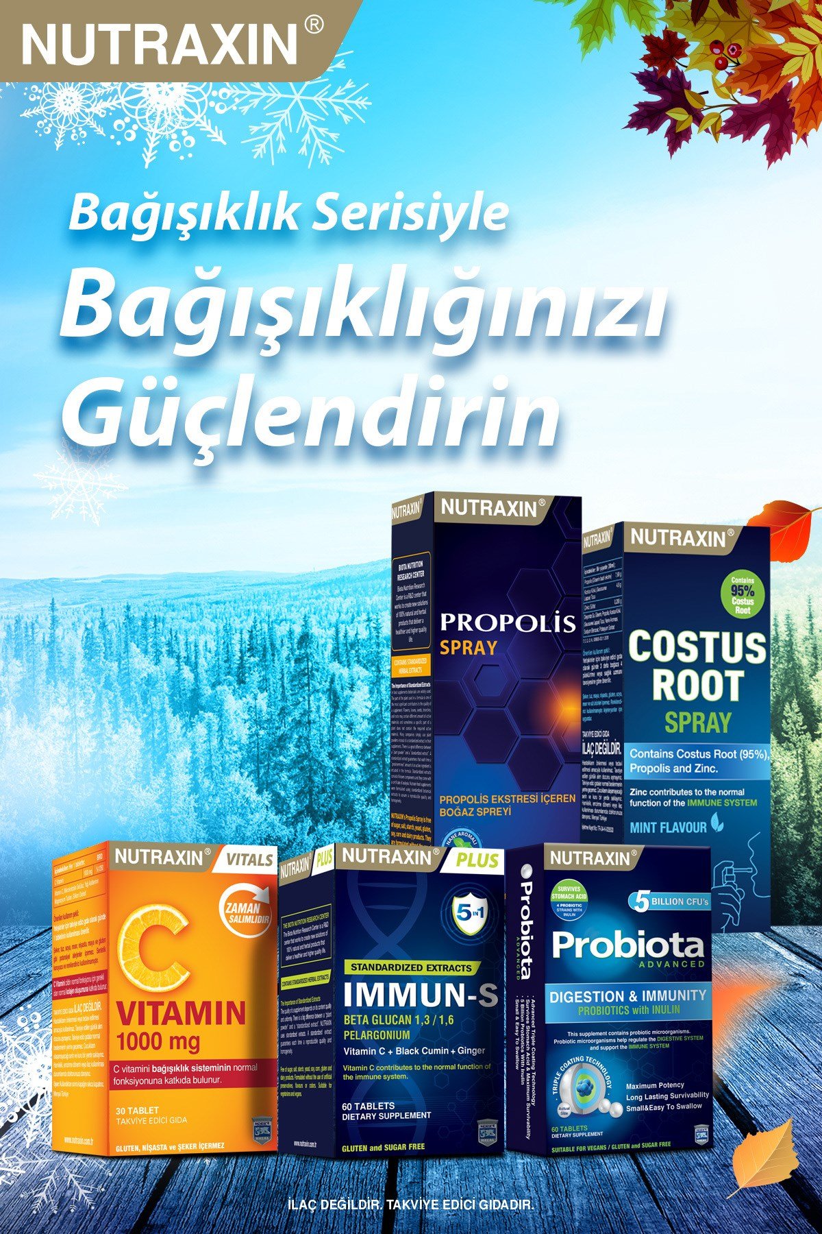 Immun-S 60 Tablet | Beta-Glukan + Afrika Sardunyası + Çörek Otu + Zencefil + C Vitamini