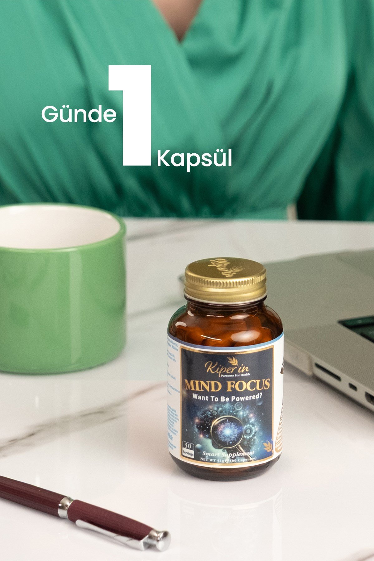 Mind Focus Aslan Yelesi Mantarı, Sitikolin, Rhodiola, L-Theanin .. (1440mg) | Akıllı Gıda Takviyesi
