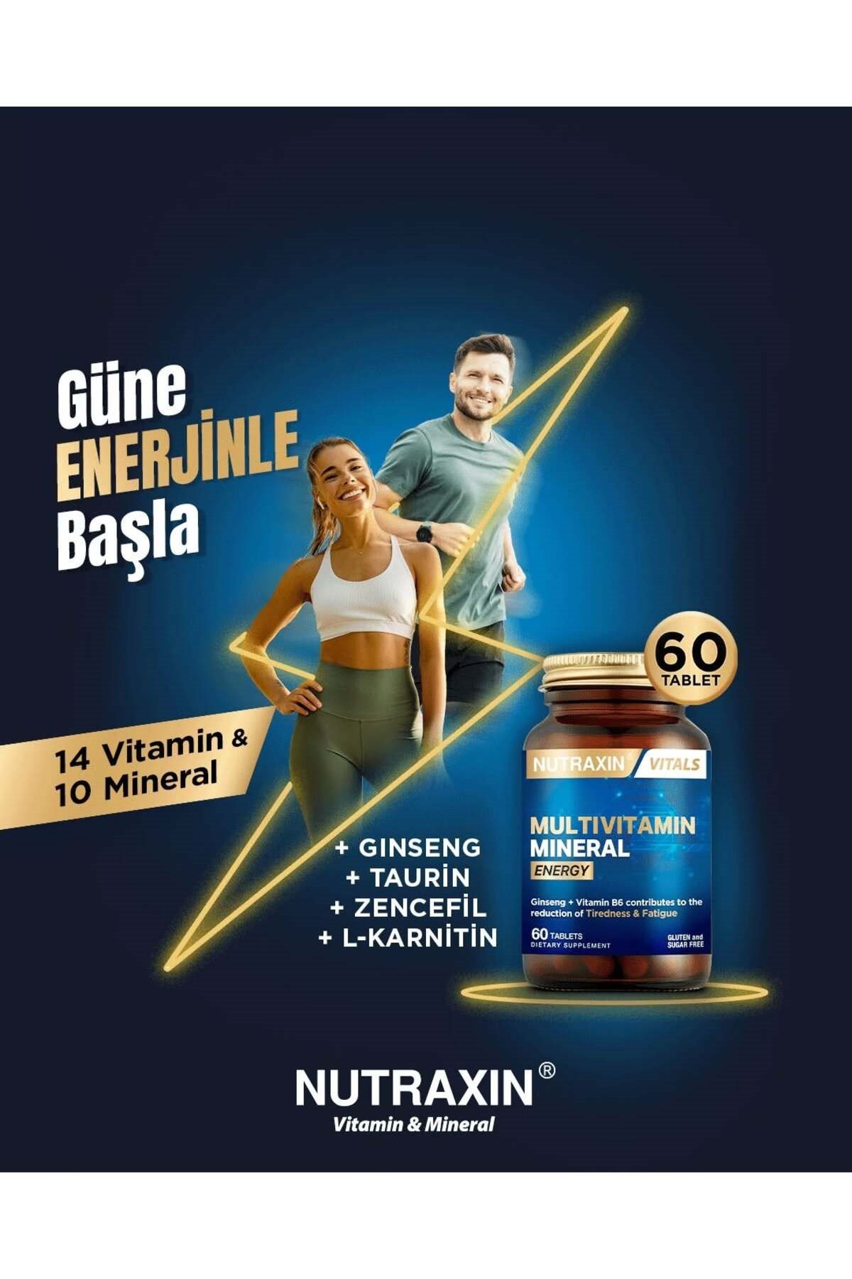 Multivitamin Mineral Energy Complex 60 Tbl - Magnezyum, Taurin, Kolin, Panax Ginseng, Q10