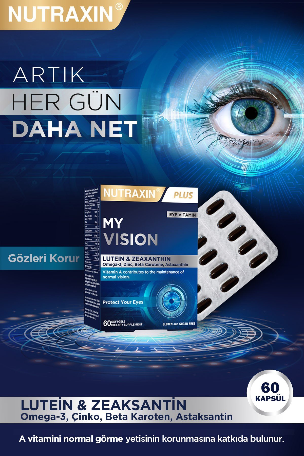 My Vision Eyes Vitamin 60 Soft Jel - Lutein, Zeaxanthin, Omega3, Çinko, Astaksantin, Beta K