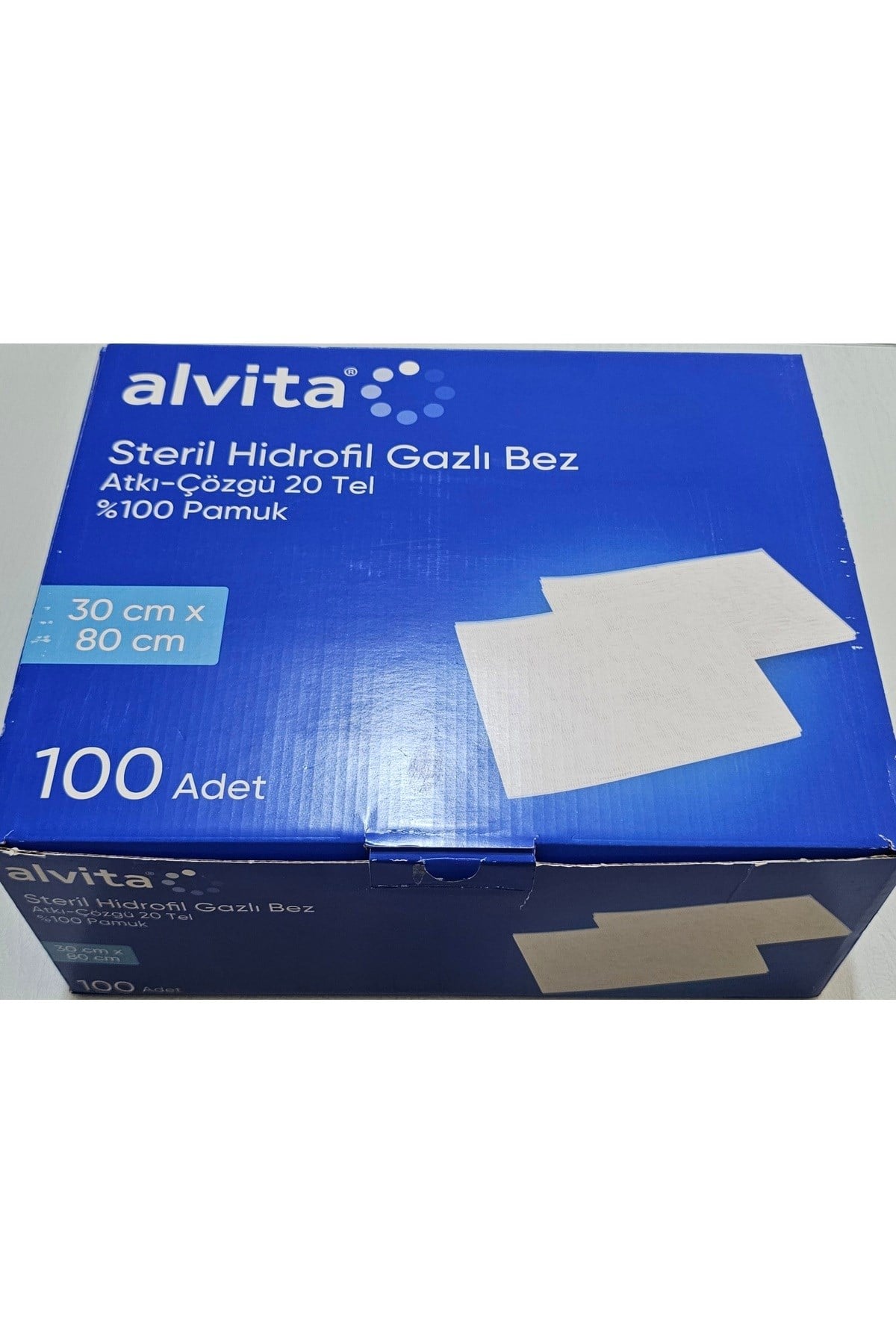 Steril Hidrofil Gazlı Bez 30x80 cm - 100 Adet (%100 Pamuk)